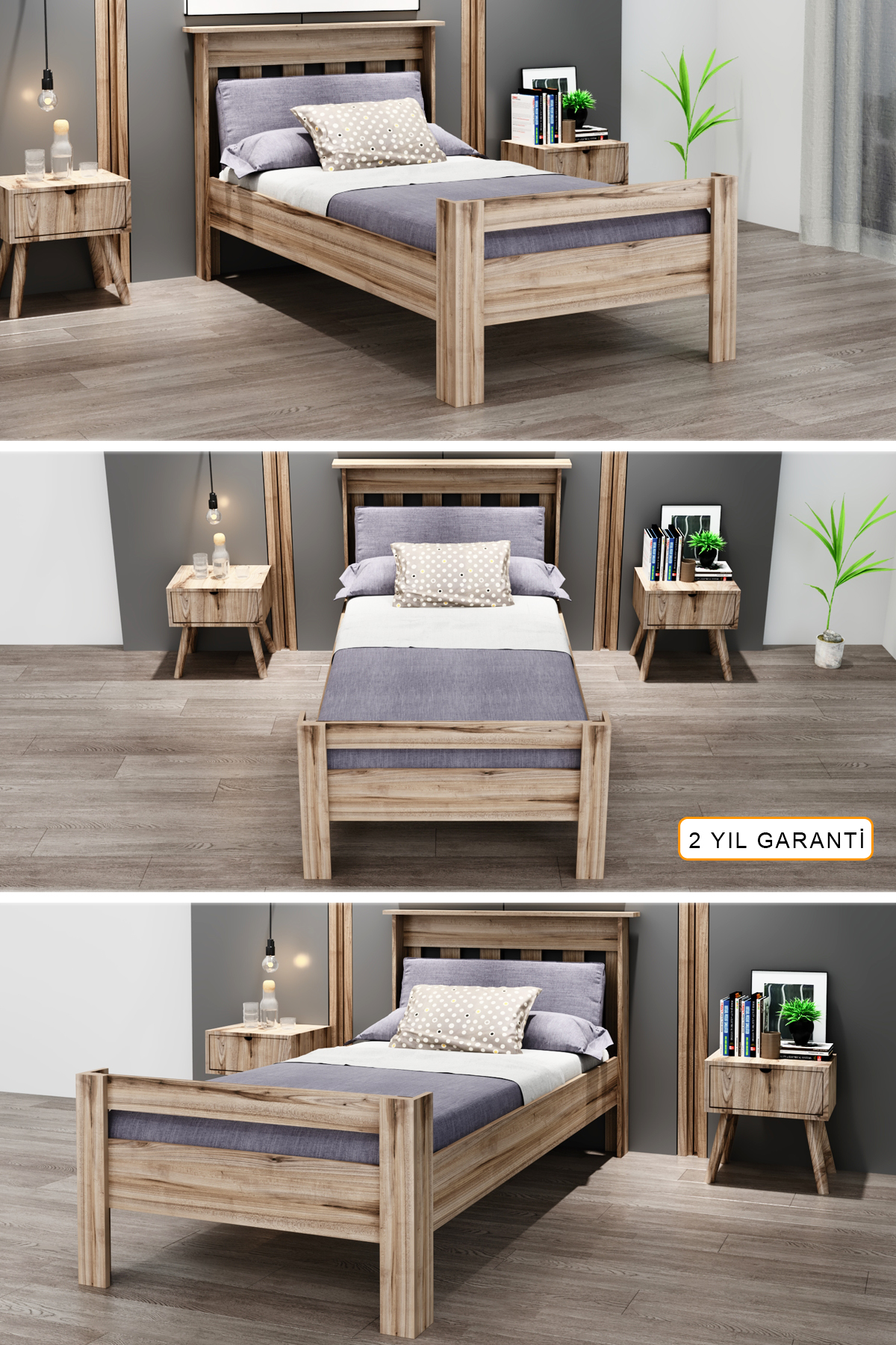 Ninnimo Still 100X200 Yatak Uyumlu Tek Kişilik Çırağan Karyola STY-3