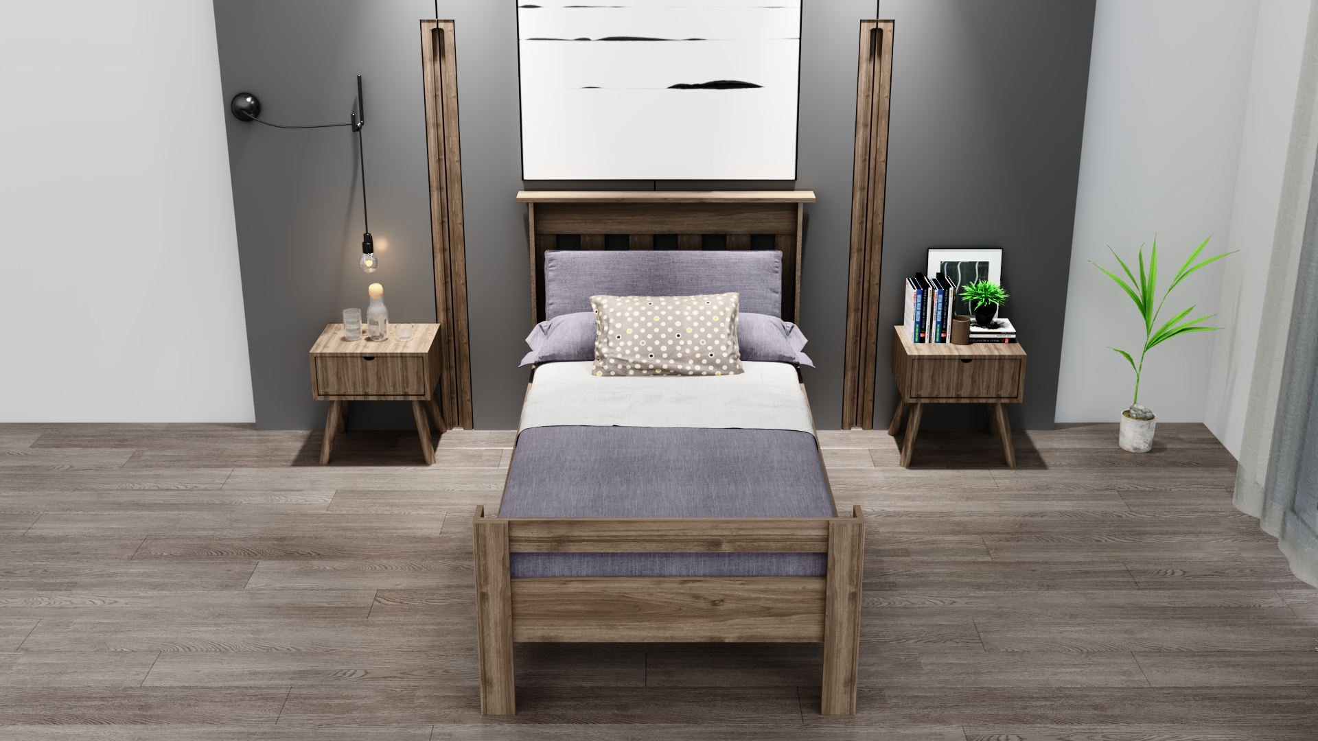 Ninnimo Still 100X200 Yatak Uyumlu Tek Kişilik Ceviz Karyola STY-2