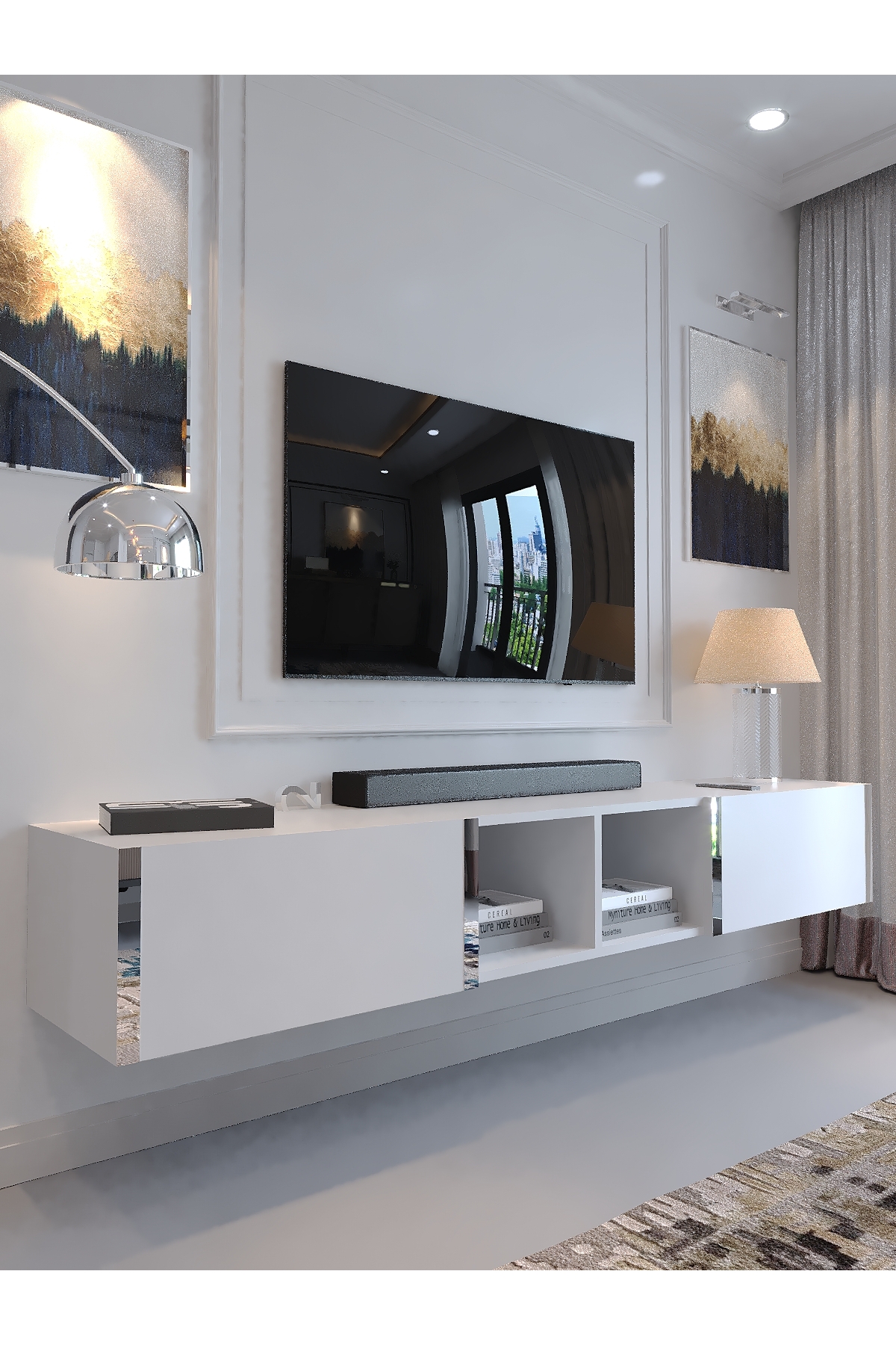 KARNAVAL DUVARA MONTE TV ÜNİTESİ - SDM-2005-1 BEYAZ GOLD