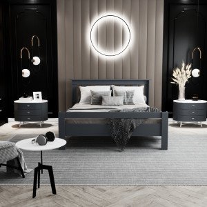 Ninnimo Still 160X200 Yatak Uyumlu Çift Kişilik Antrasit Karyola - SÇY-4