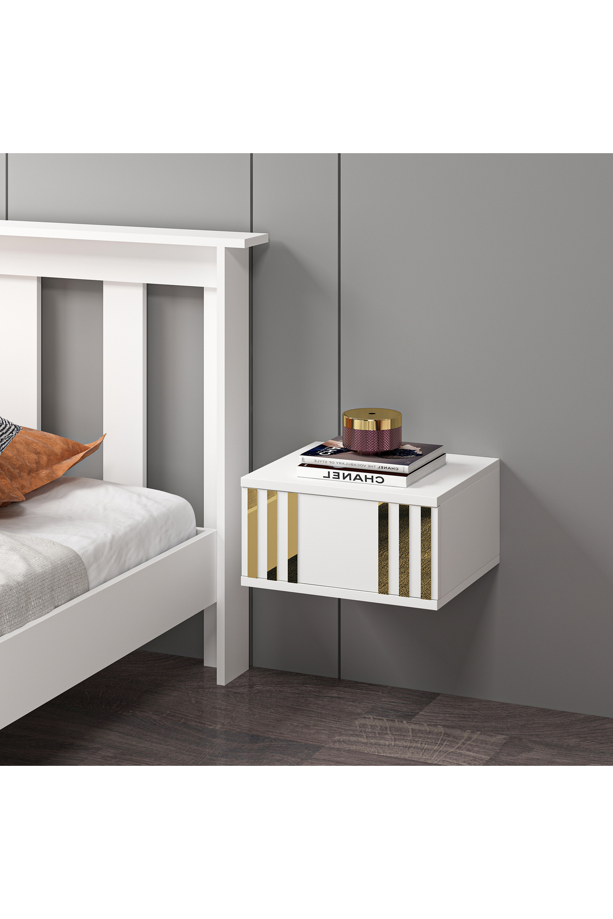 Mdf Beyaz Duvara Monte Komodin DMG1004