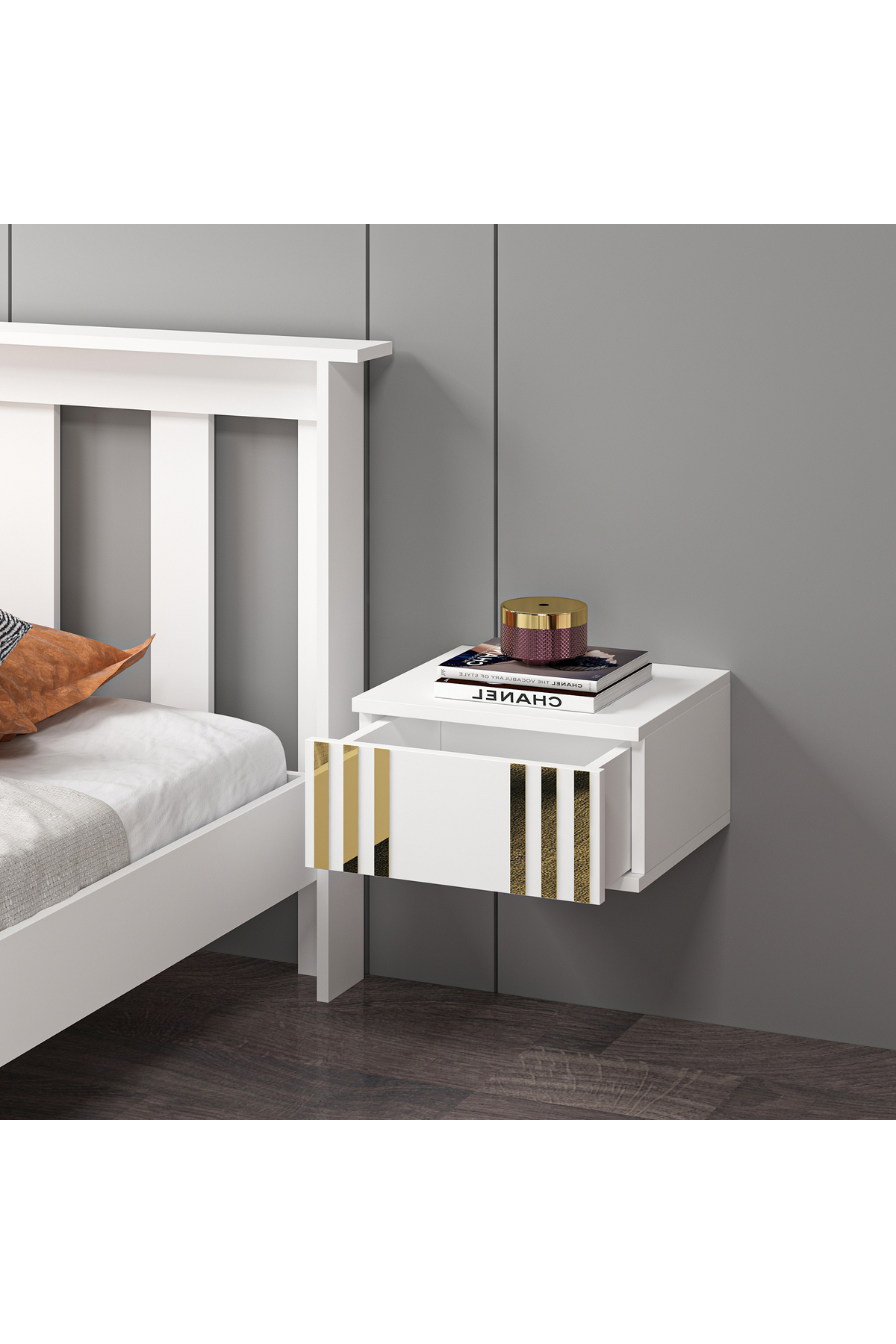 Mdf Beyaz Duvara Monte Komodin DMG1004
