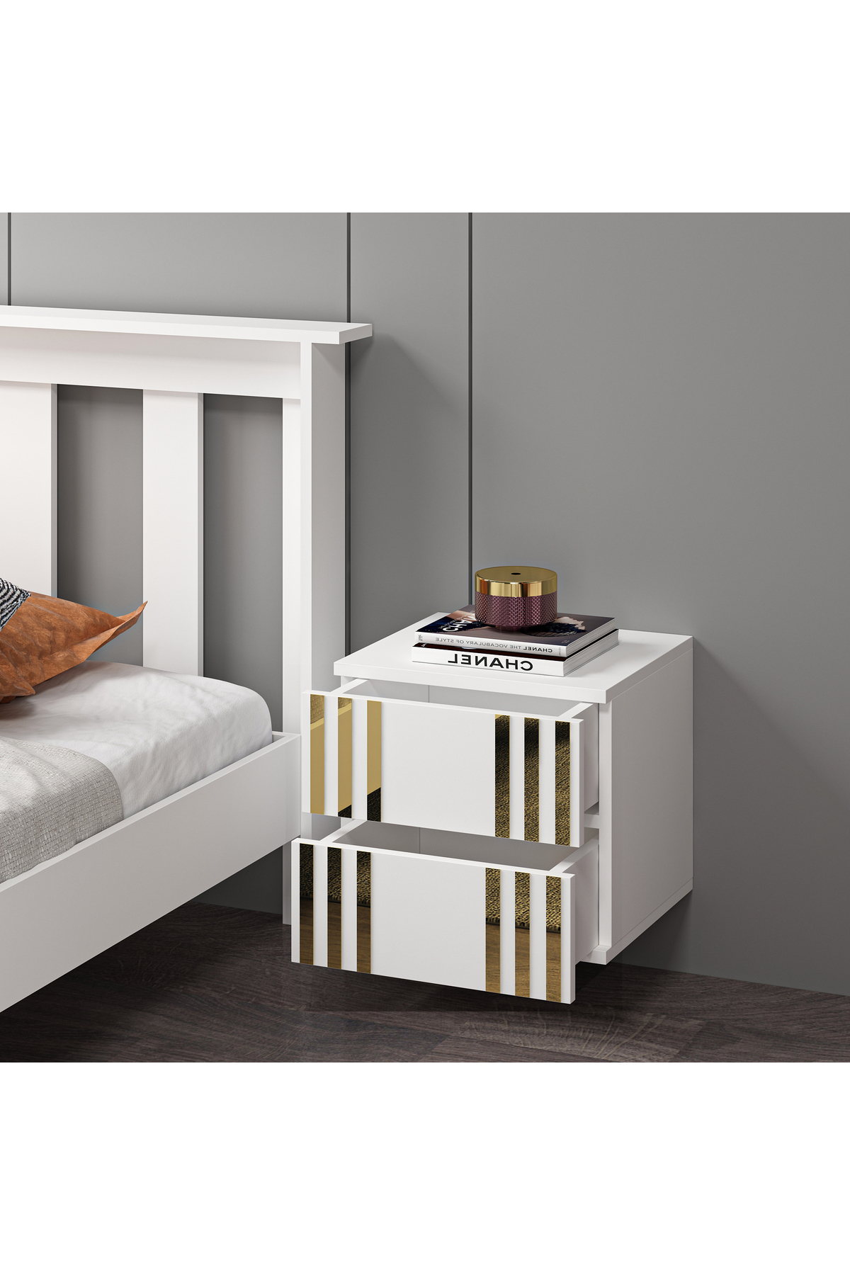 Mdf Beyaz Duvara Monte Komodin DMG1003