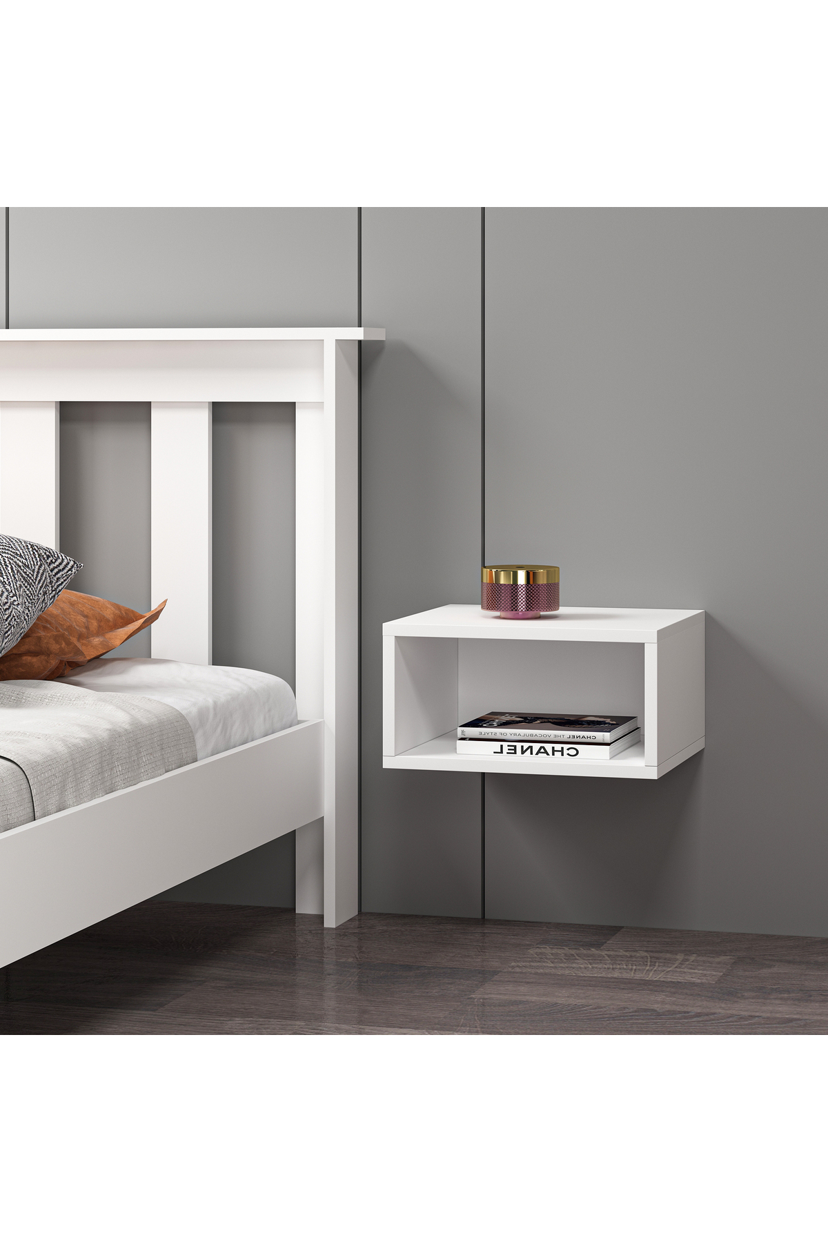 Mdf Beyaz Duvara Monte Komodin DM1006
