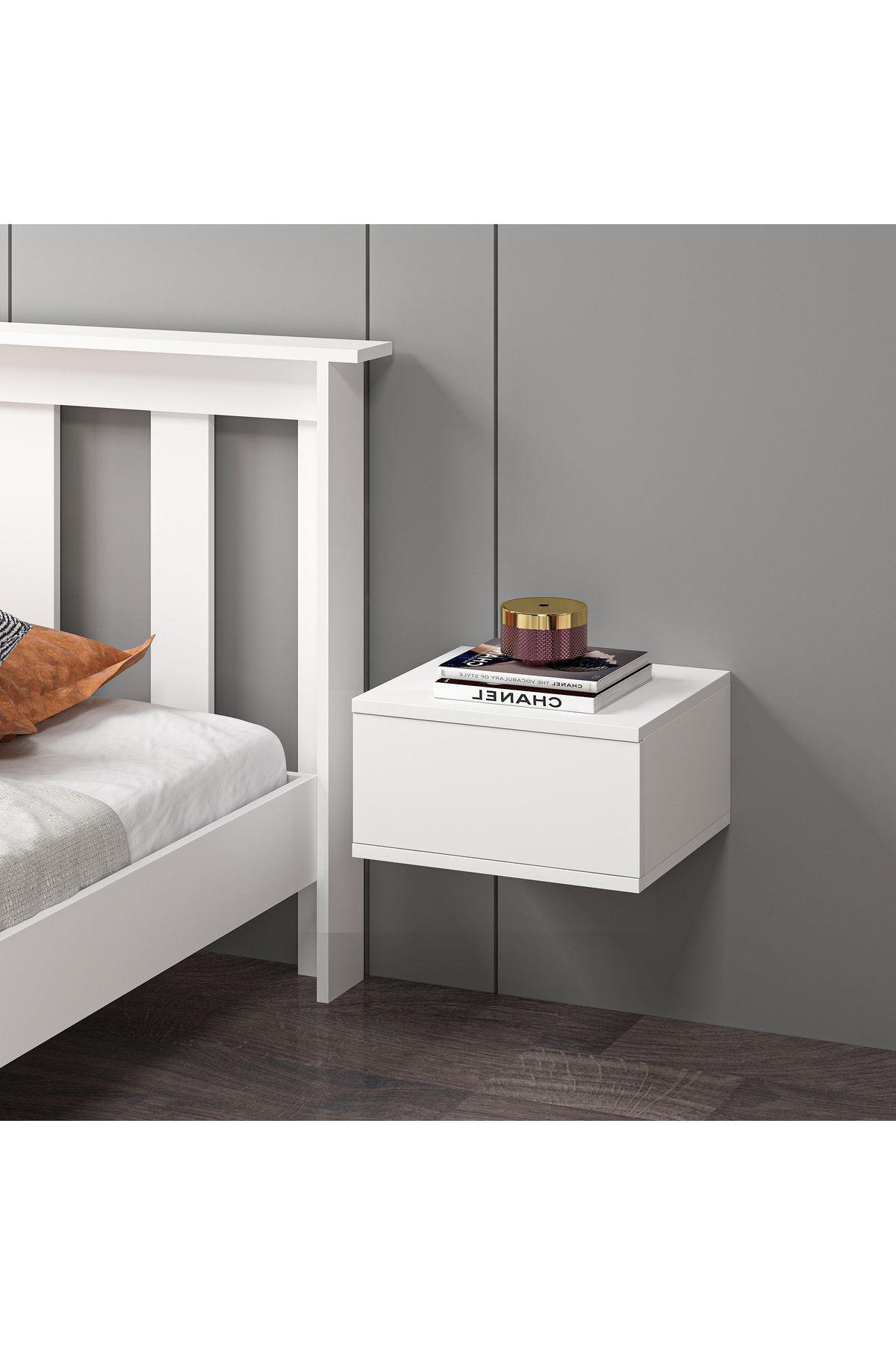Mdf Beyaz Duvara Monte Komodin DM1005