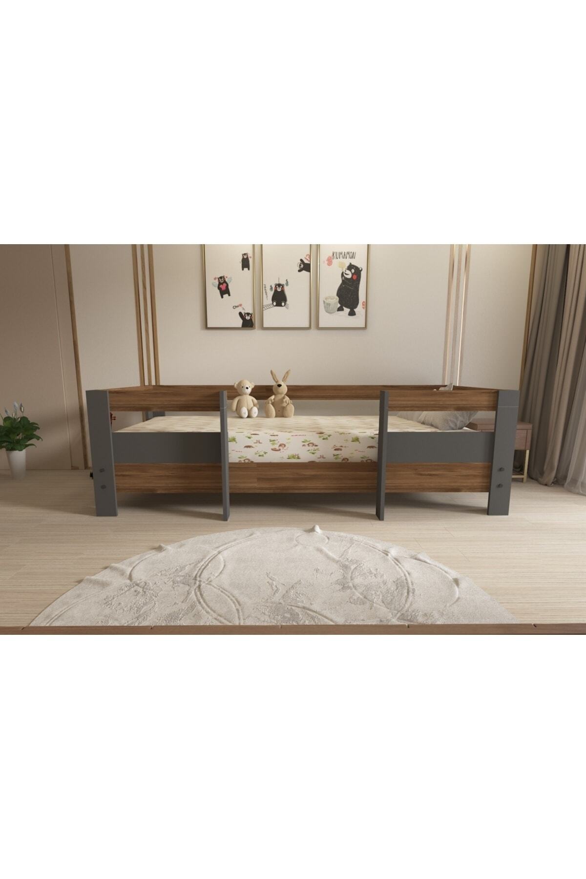 Montessori Ceviz-antrasit Çocuk Karyolası 90x190 Yatak Uyumlu M5