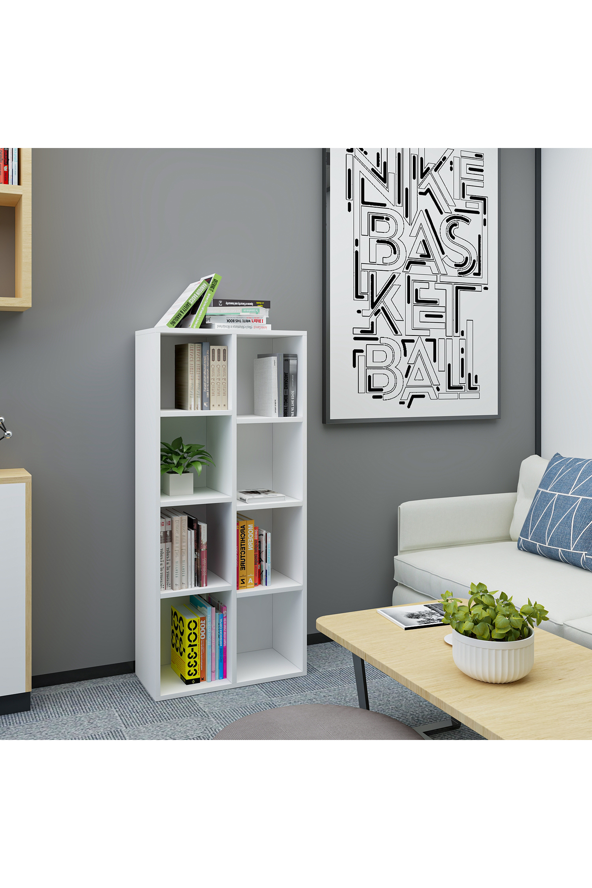 Mirror Beyaz MDF Kitaplık