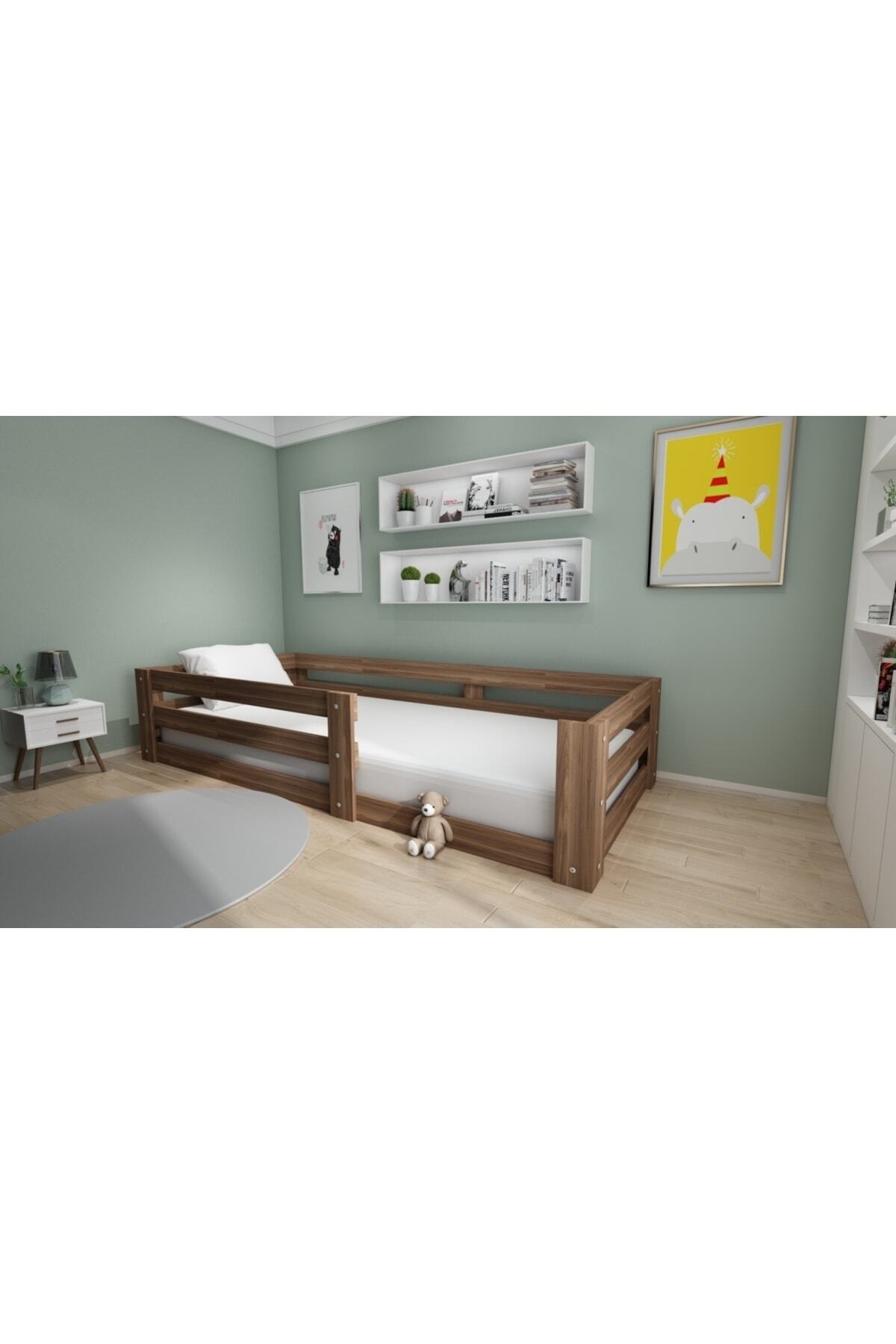 Montessori Ceviz Çocuk Karyolası 90x190 Yatak Uyumlu Y19