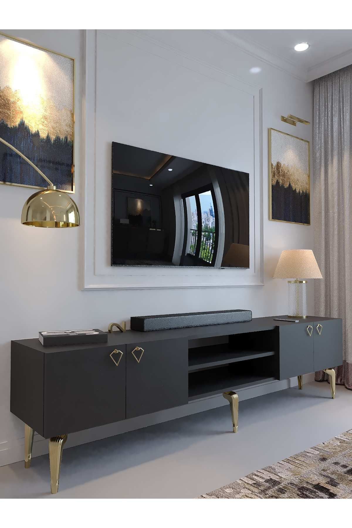 KARNAVAL TV ÜNİTESİ - GA2-1009-4 ANTRASİT GOLD