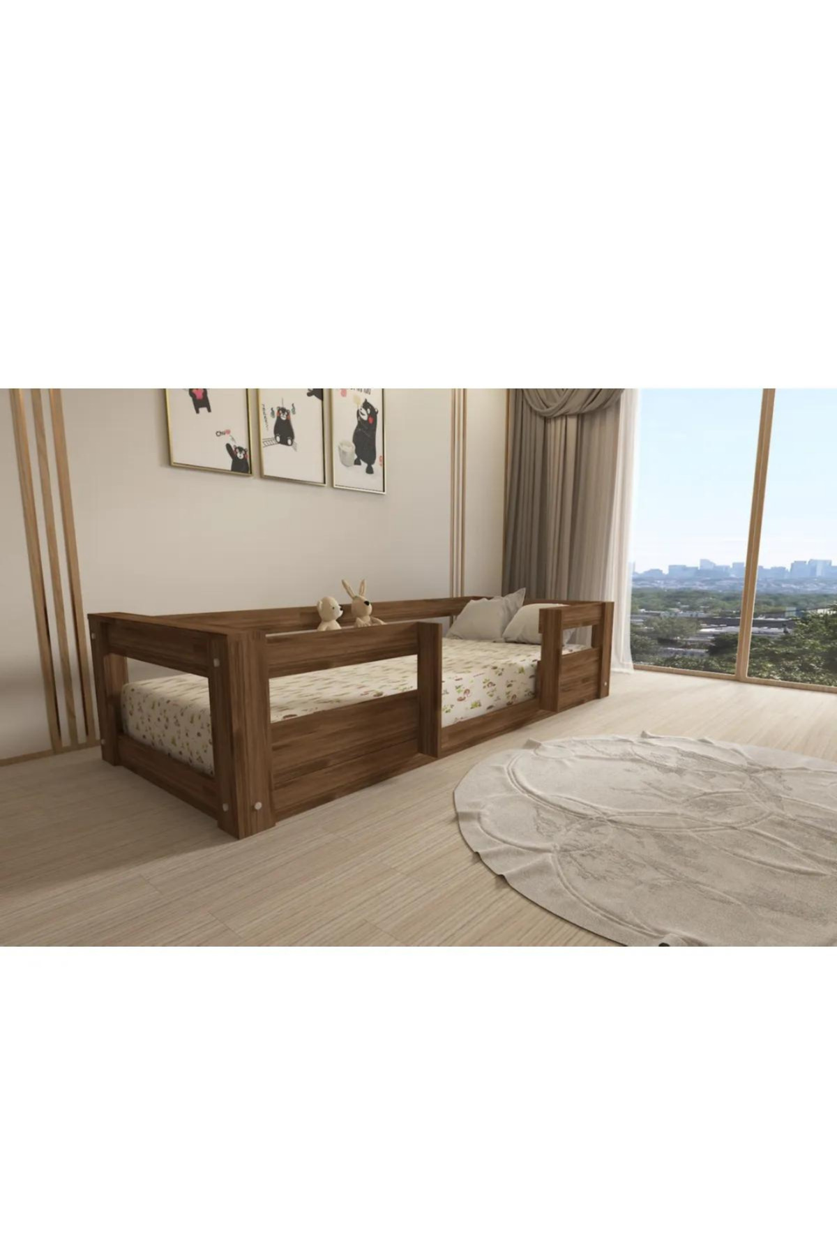 Montessori Ceviz Çocuk Karyolası 90x190 Yatak Uyumlu M7