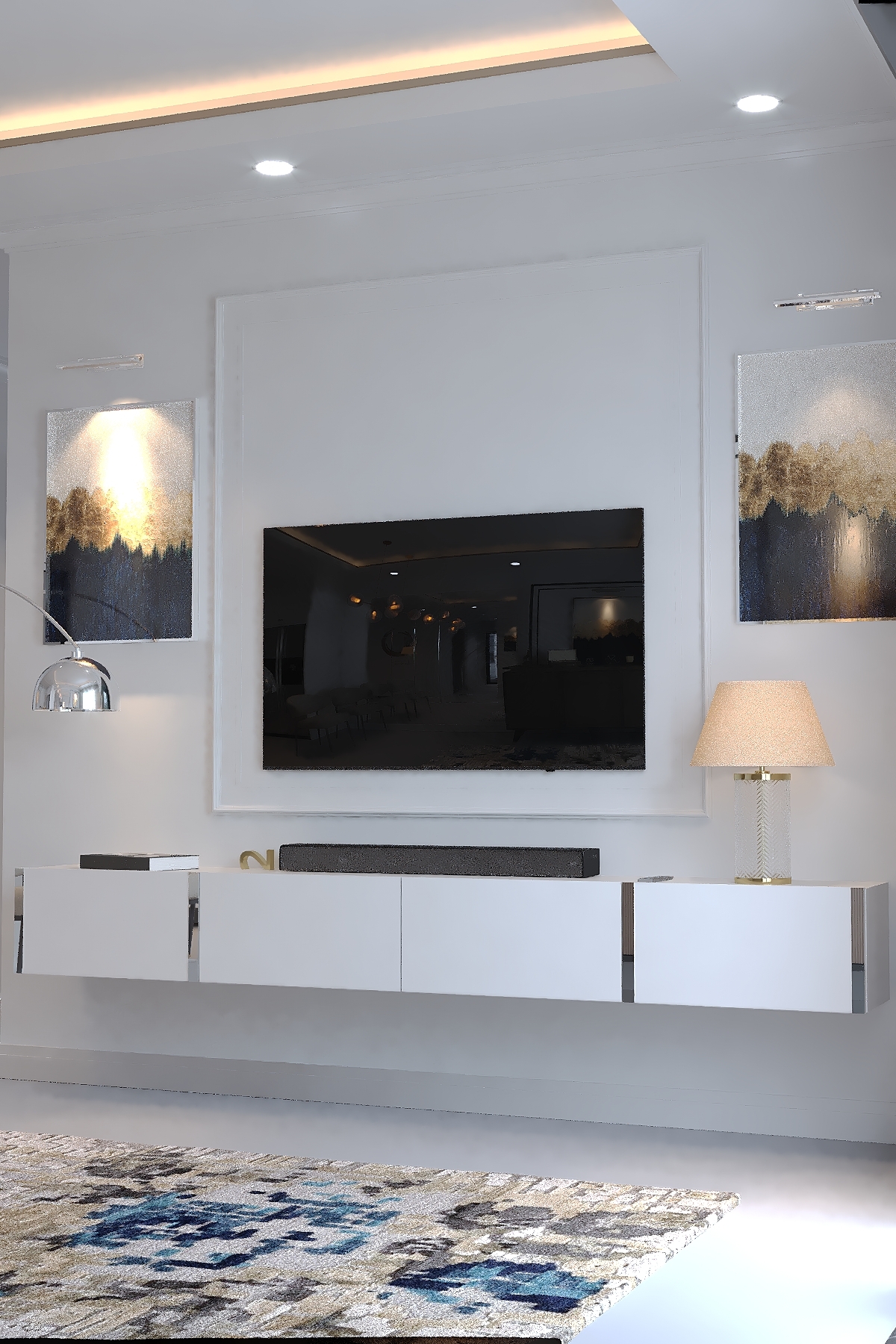 KARNAVAL 240 CM DUVARA MONTE TV SEHPASI - SDM-1002-1 BEYAZ GOLD