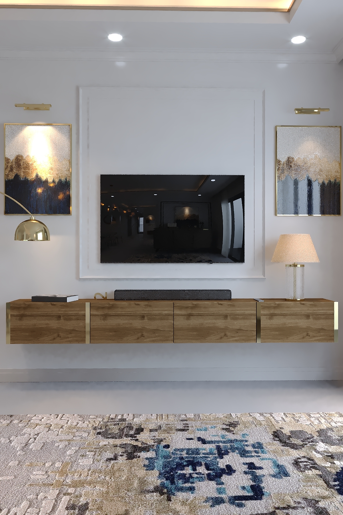 KARNAVAL 240 CM DUVARA MONTE TV SEHPASI - GDM-1002-2 CEVİZ GOLD
