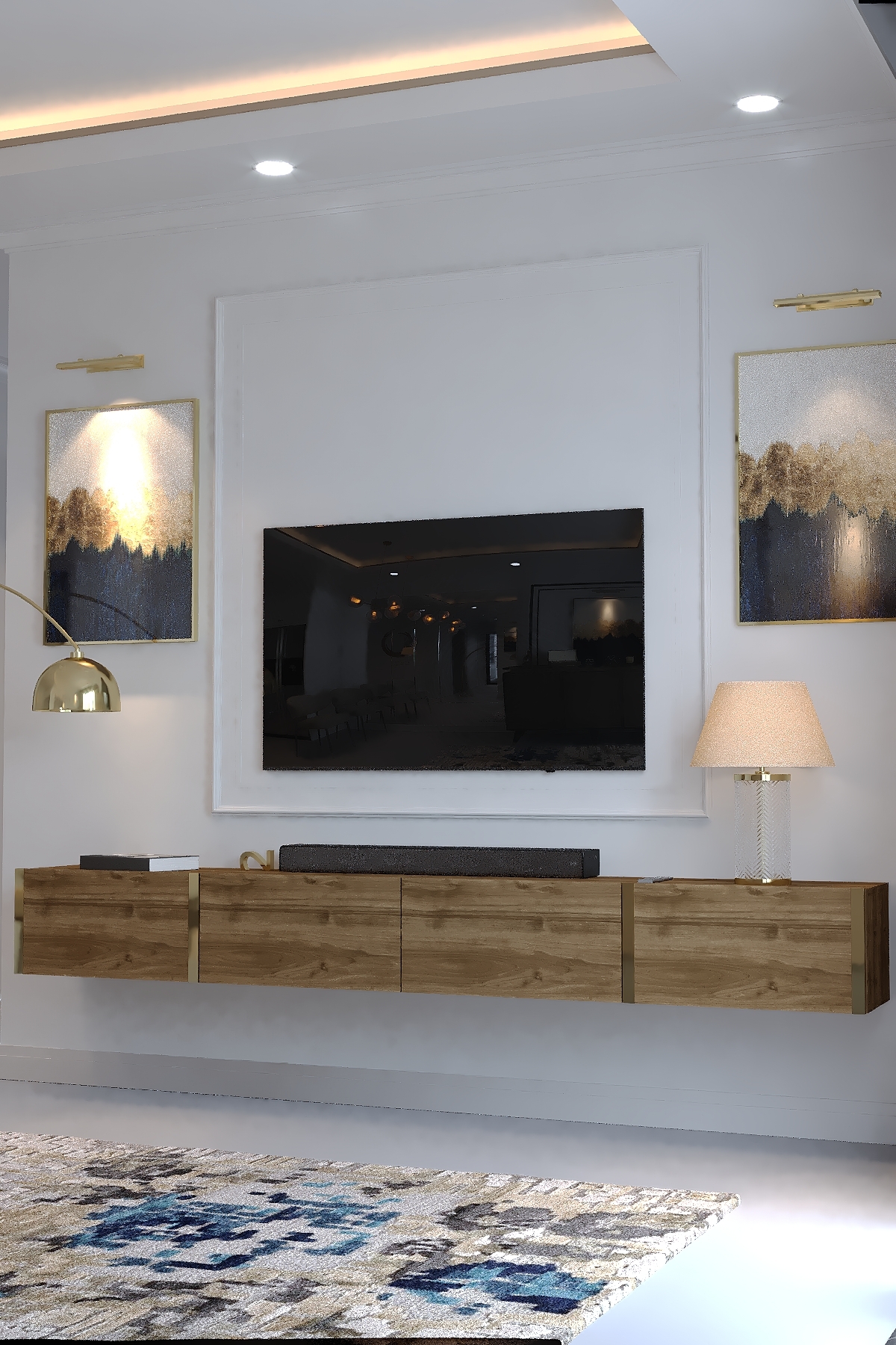 KARNAVAL 240 CM DUVARA MONTE TV SEHPASI - GDM-1002-2 CEVİZ GOLD