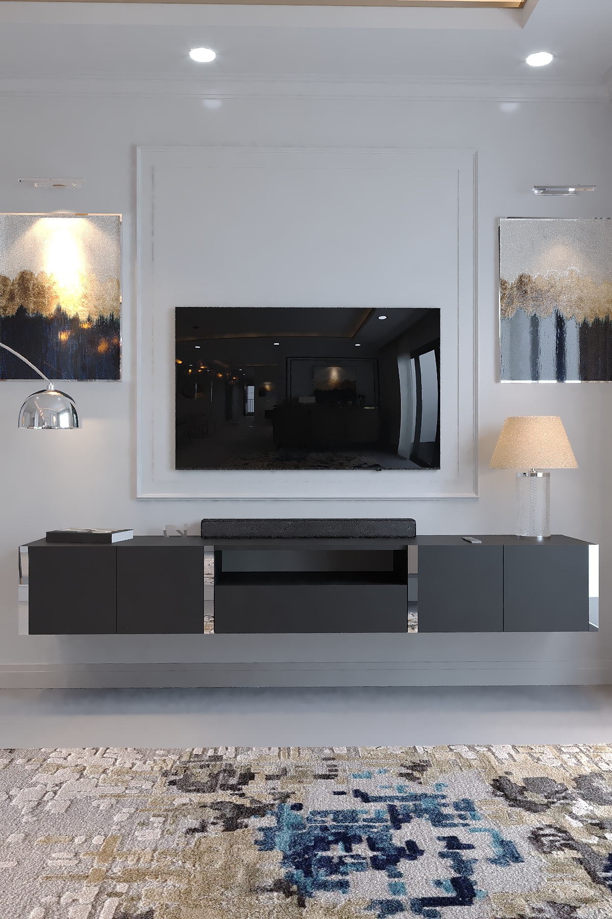 KARNAVAL DUVARA MONTE TV ÜNİTESİ - SDM-1008-4 ANTRASİT GOLD