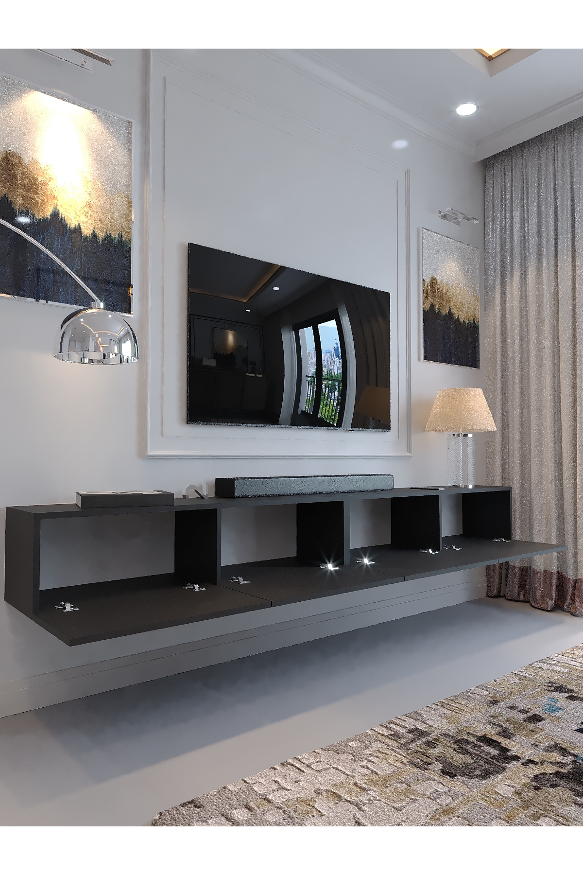 KARNAVAL 240 CM DUVARA MONTE TV SEHPASI - DM1002-4 ANTRASİT