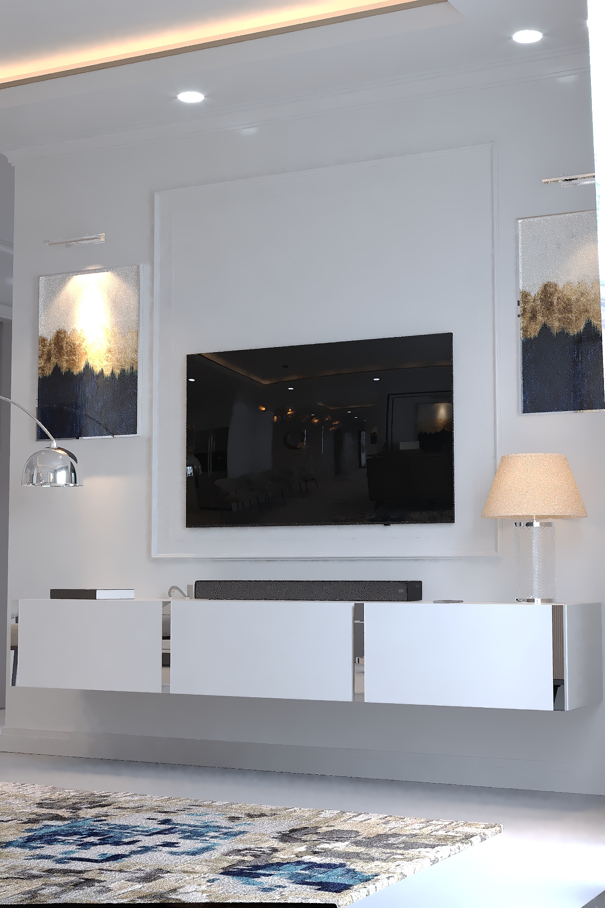 KARNAVAL DUVARA MONTE TV ÜNİTESİ - SDM-1001-1 BEYAZ GOLD