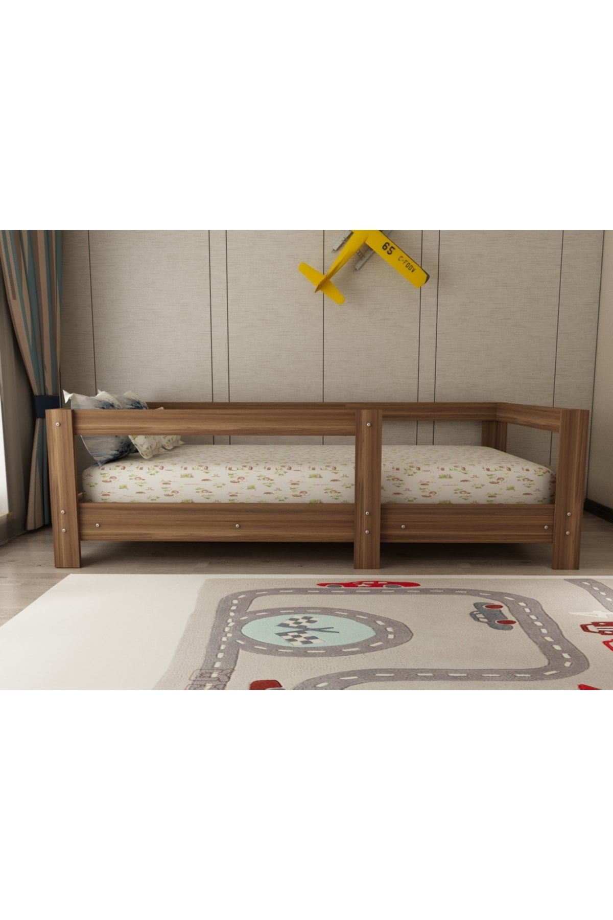 Montessori Ceviz Çocuk Karyolası 90x190 Yatak Uyumlu Y2