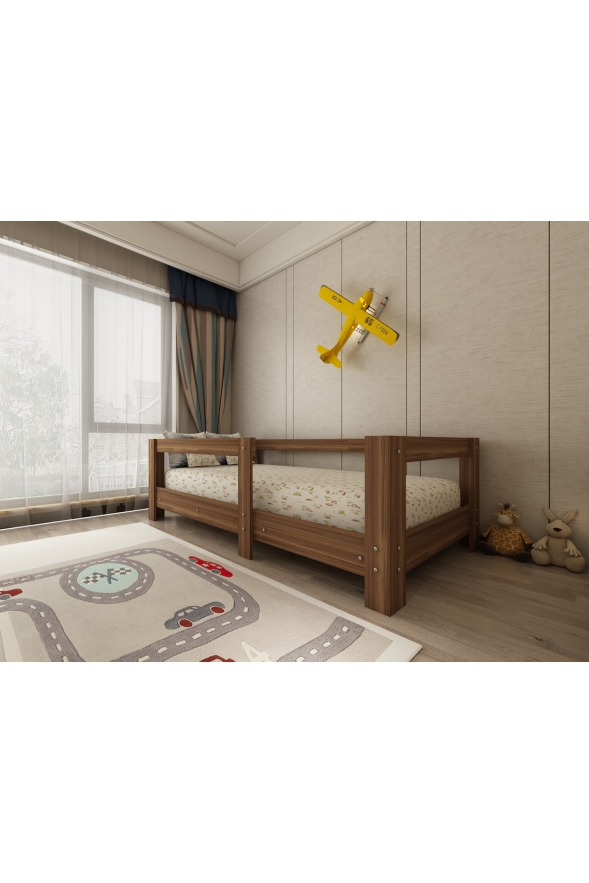 Montessori Ceviz Çocuk Karyolası 90x190 Yatak Uyumlu Y2