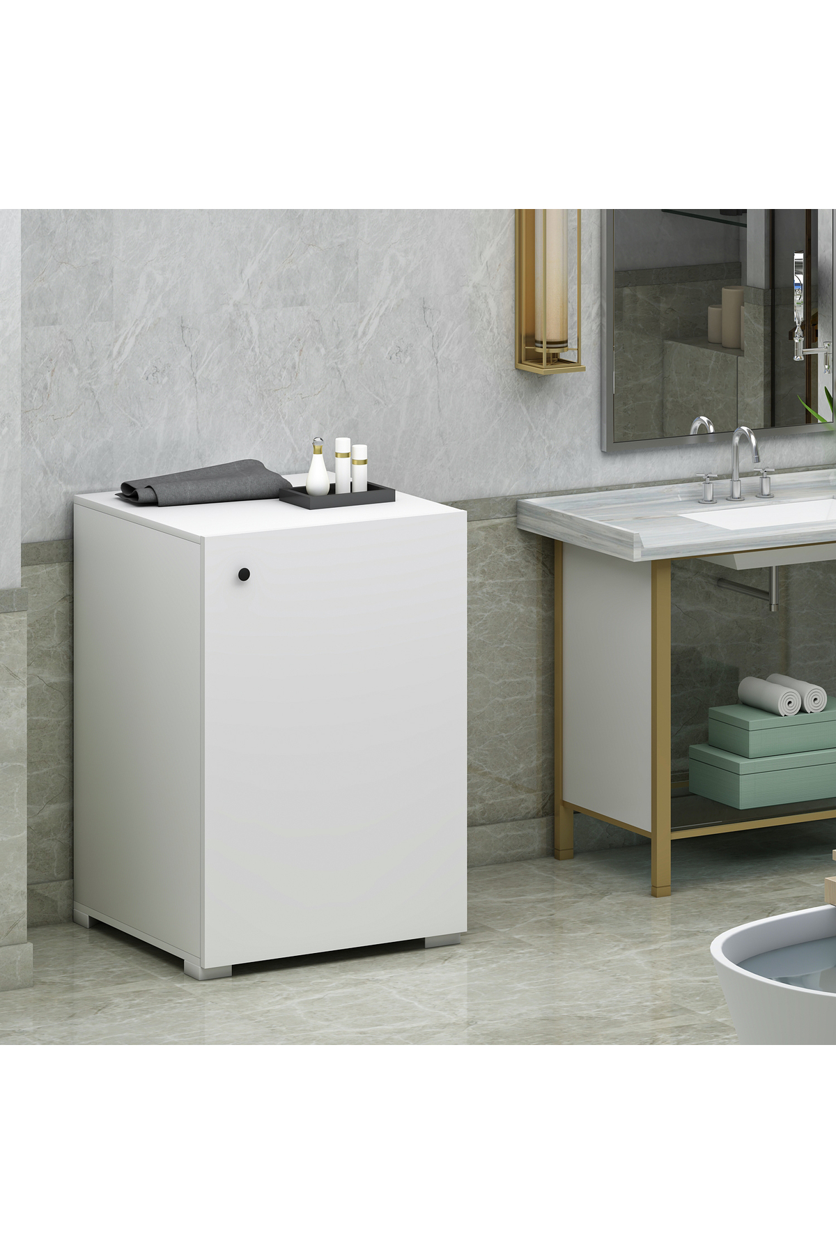 SLN Kurutma Makinesi Çamaşır Makinesi Dolabı Beyaz MDF