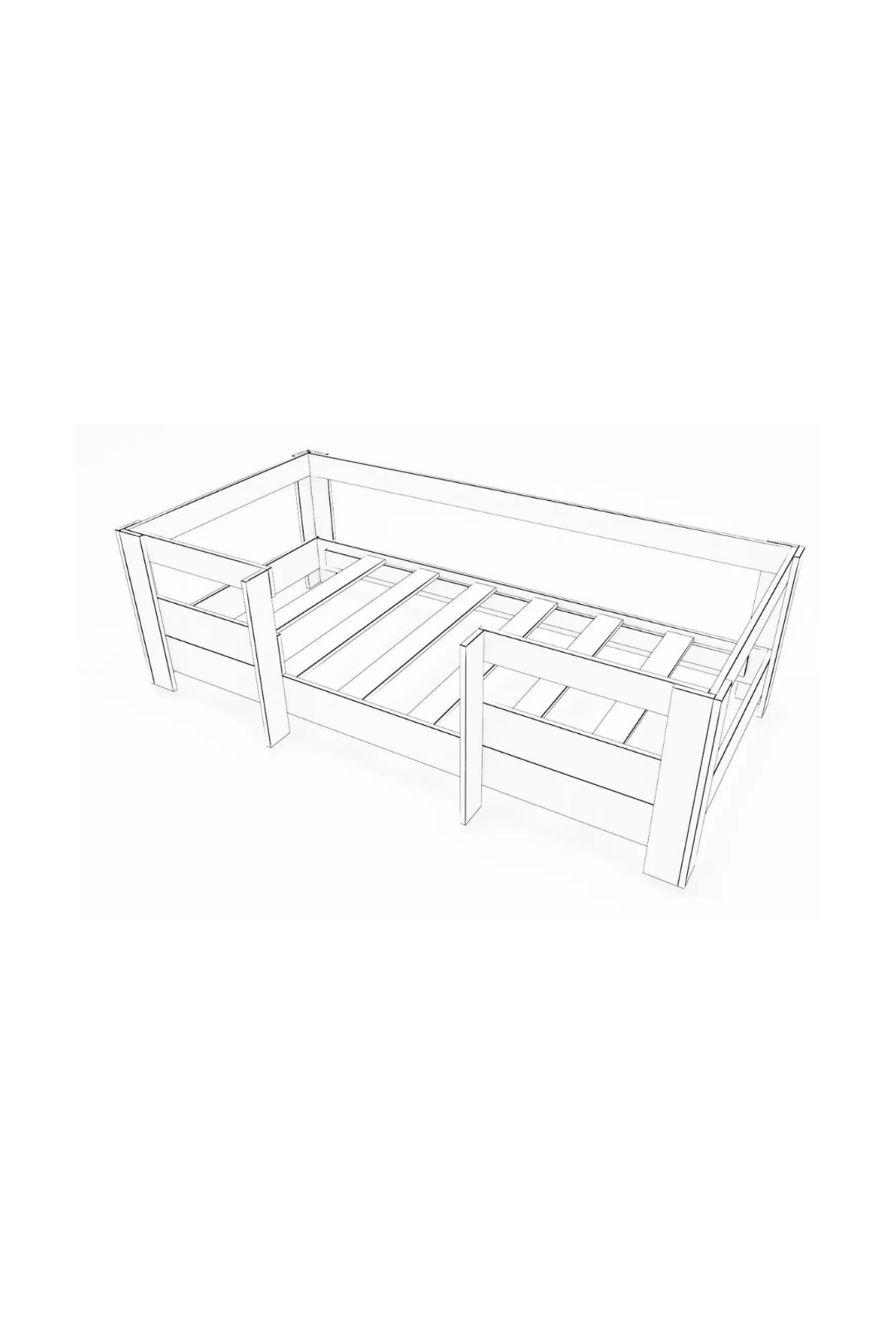 Montessori Beyaz-Antrasit Çocuk Karyolası 90x190 Yatak Uyumlu M5