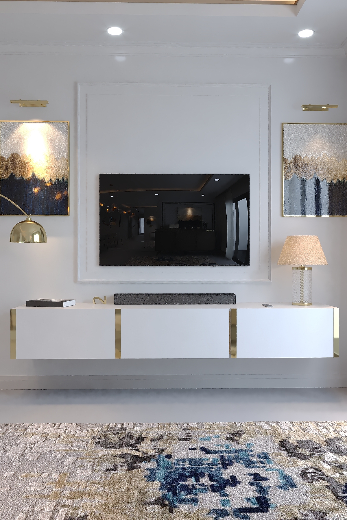 KARNAVAL DUVARA MONTE TV ÜNİTESİ - GDM-1001-1 BEYAZ GOLD