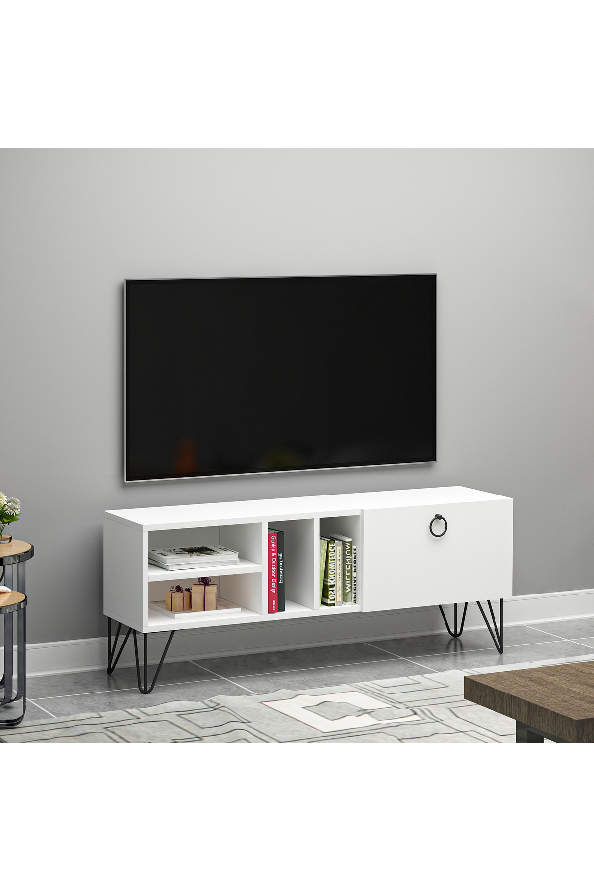 Esbi Kapaklı Beyaz MDF Tv Ünitesi & Tv Sehpası