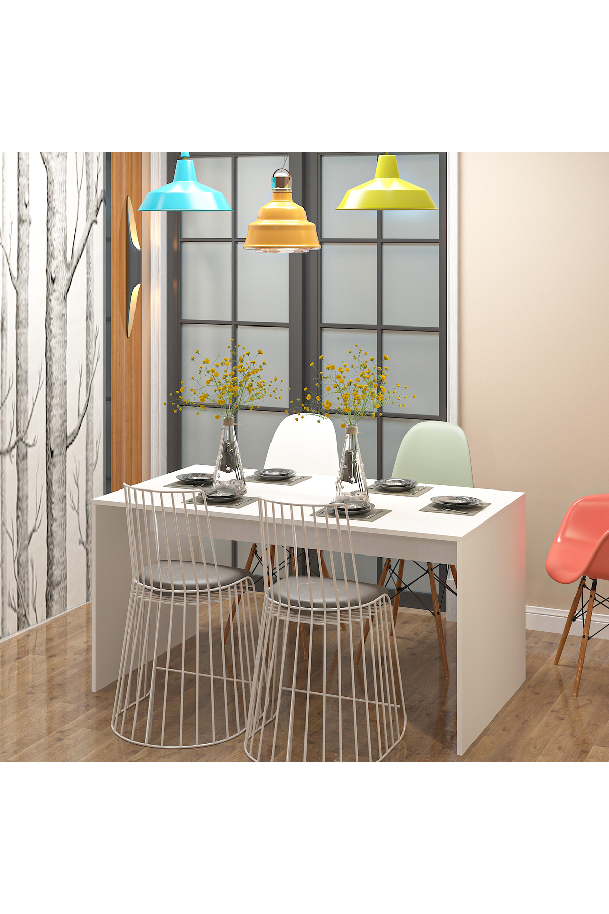 Bella Yemek Masası Beyaz Mdf (Sandalyesiz)
