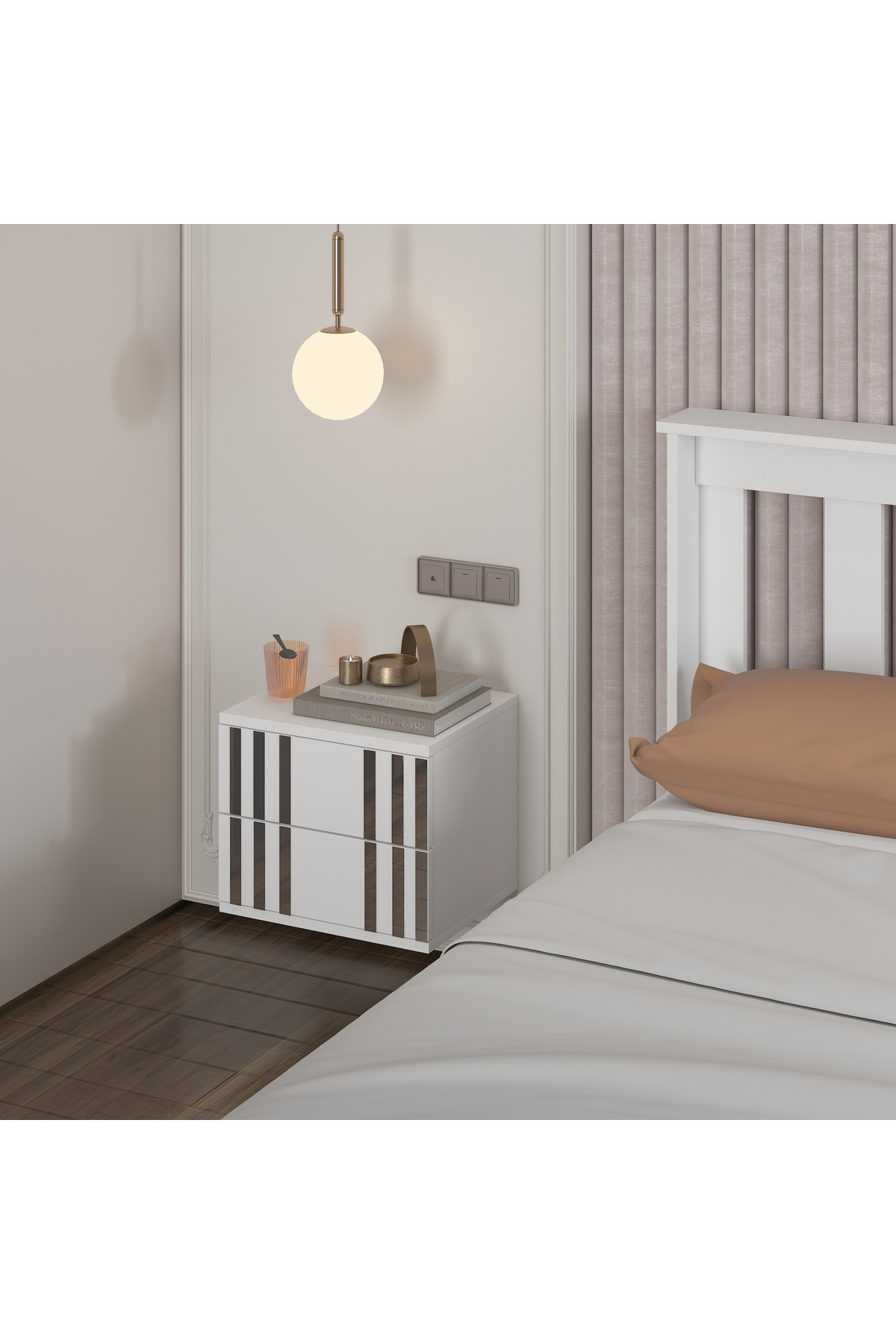 Mdf Beyaz Duvara Monte Komodin DMK1003
