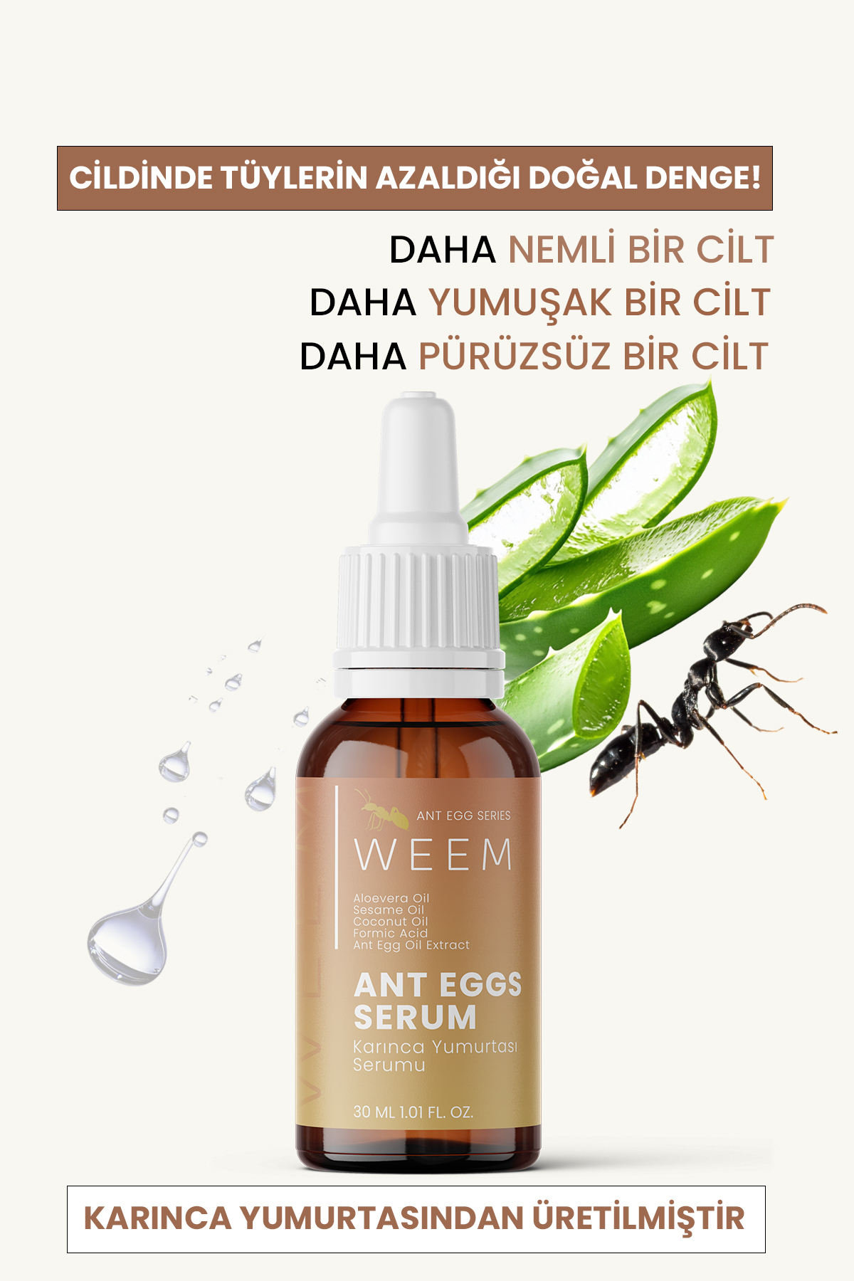 Karınca Yumurtası Yağı Içeren Tüy Azaltıcı Serum 30 ml (UNİSEX KULLANIM)
