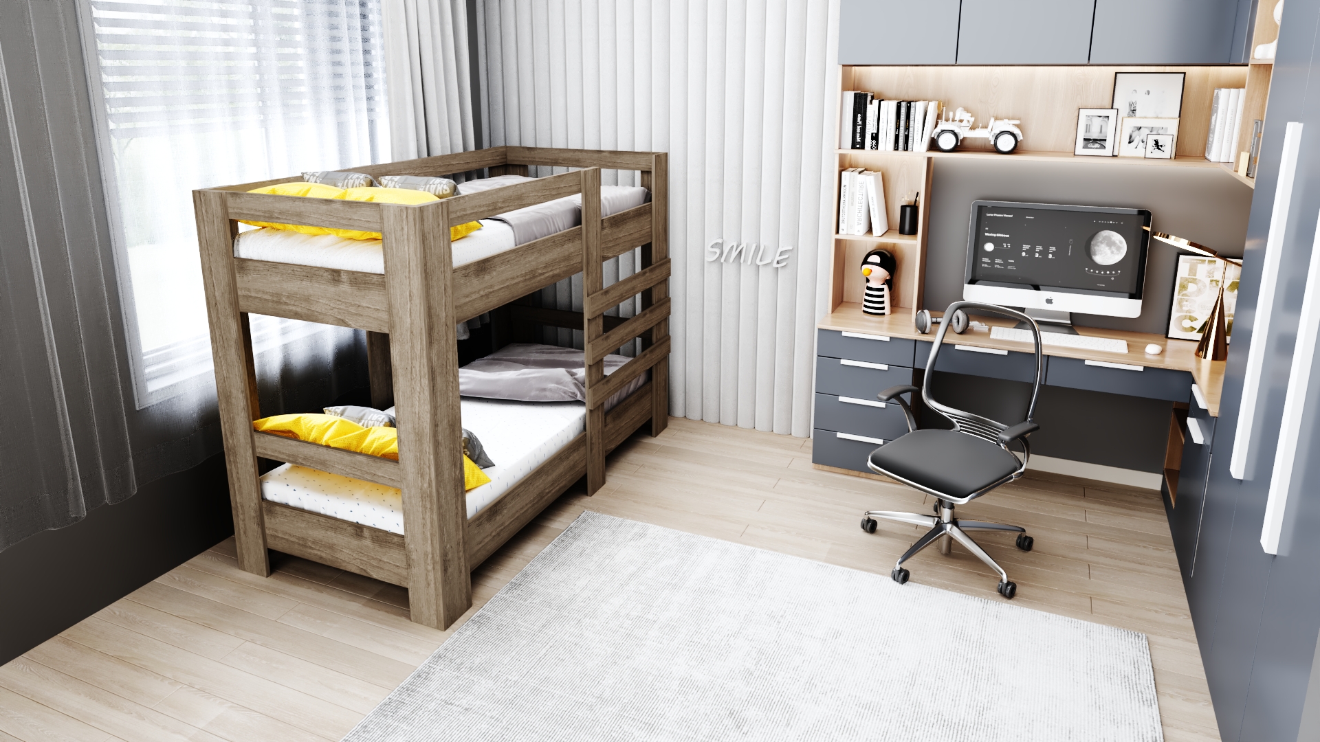 Ninnimo 90x190 Yatak Uyumlu Ceviz Star Ranza- R96-2