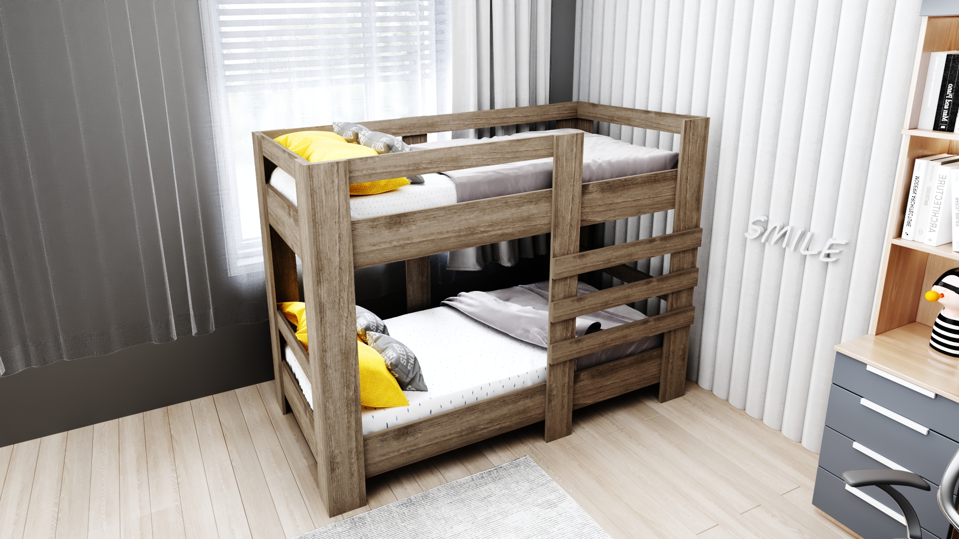 Ninnimo 90x190 Yatak Uyumlu Ceviz Star Ranza- R96-2
