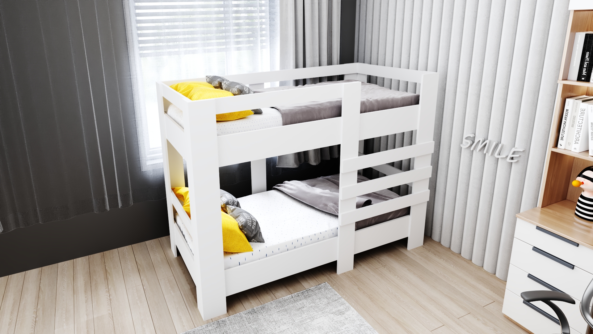 Ninnimo 90x190 Yatak Uyumlu Beyaz MDF Star Ranza- MR96-1