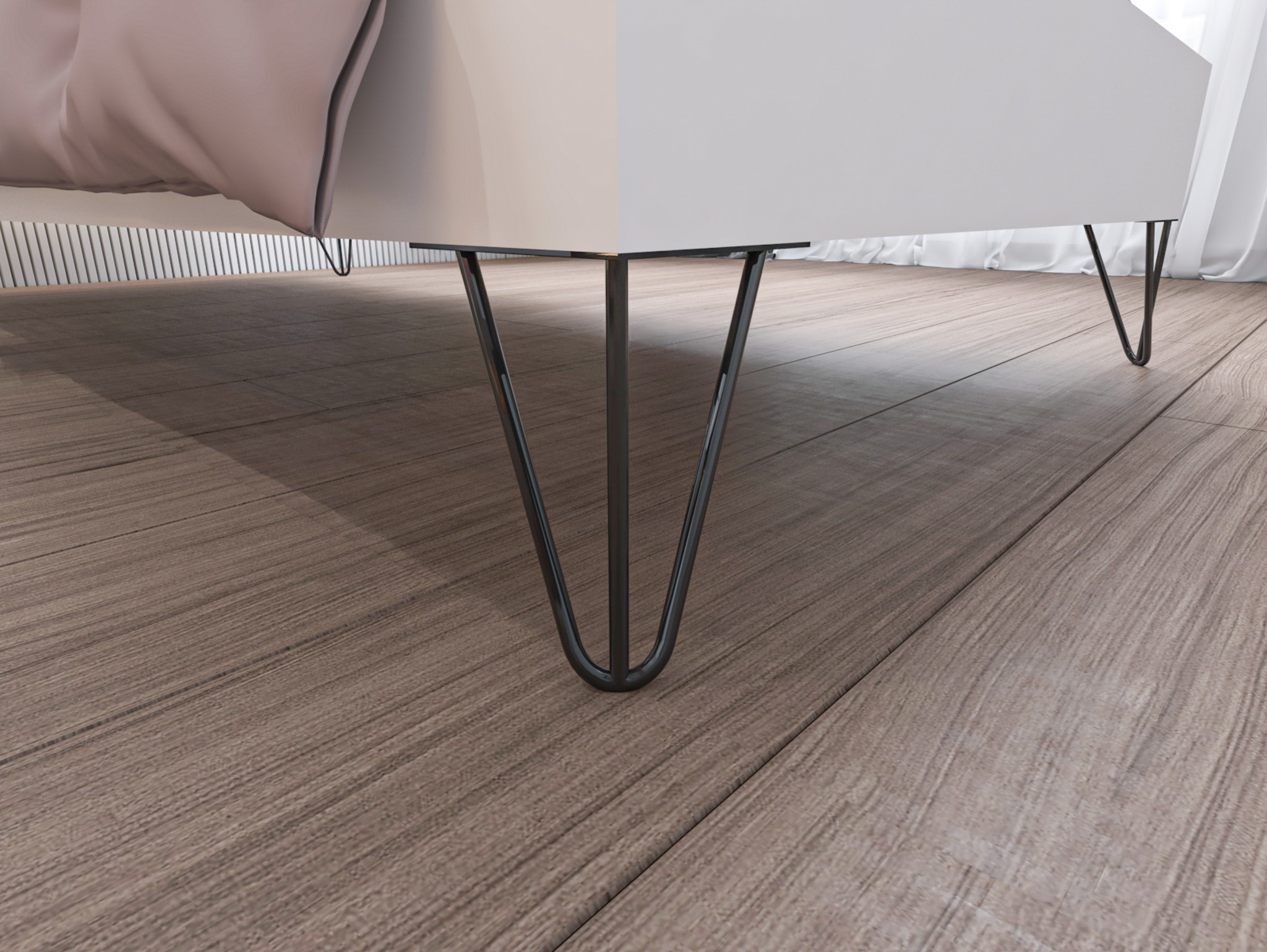 Ninnimo YENİ STİLL 90x190 Yatak Uyumlu Mdf Beyaz Tek Kişilik Karyola Siyah Ayaklı