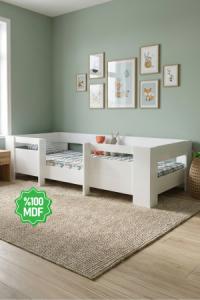 Vega Montessori Beyaz Mdf Karyola 100x200 Yatak Uyumlu M5