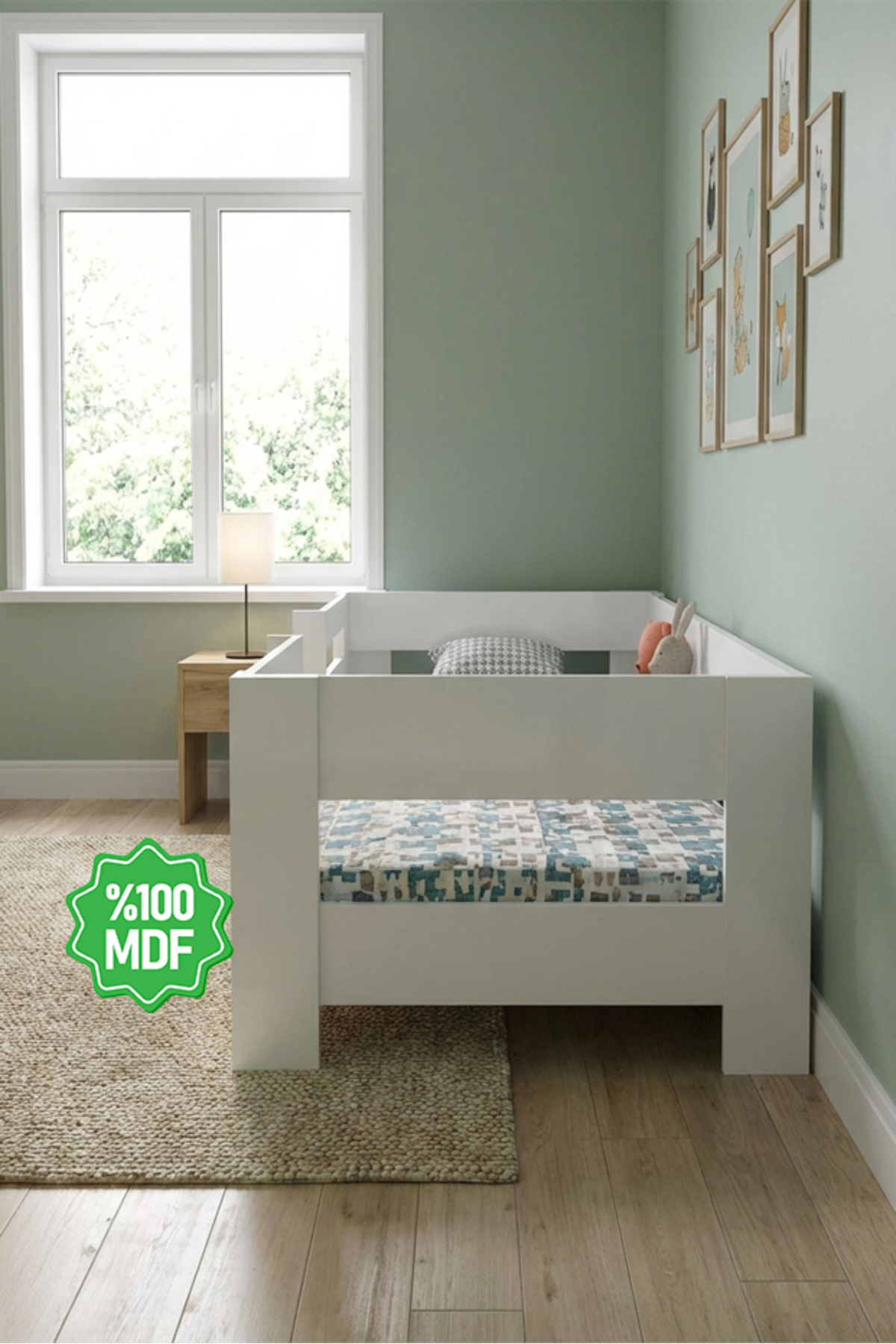 Vega Montessori Beyaz Mdf Karyola 70X130 Yatak Uyumlu M5