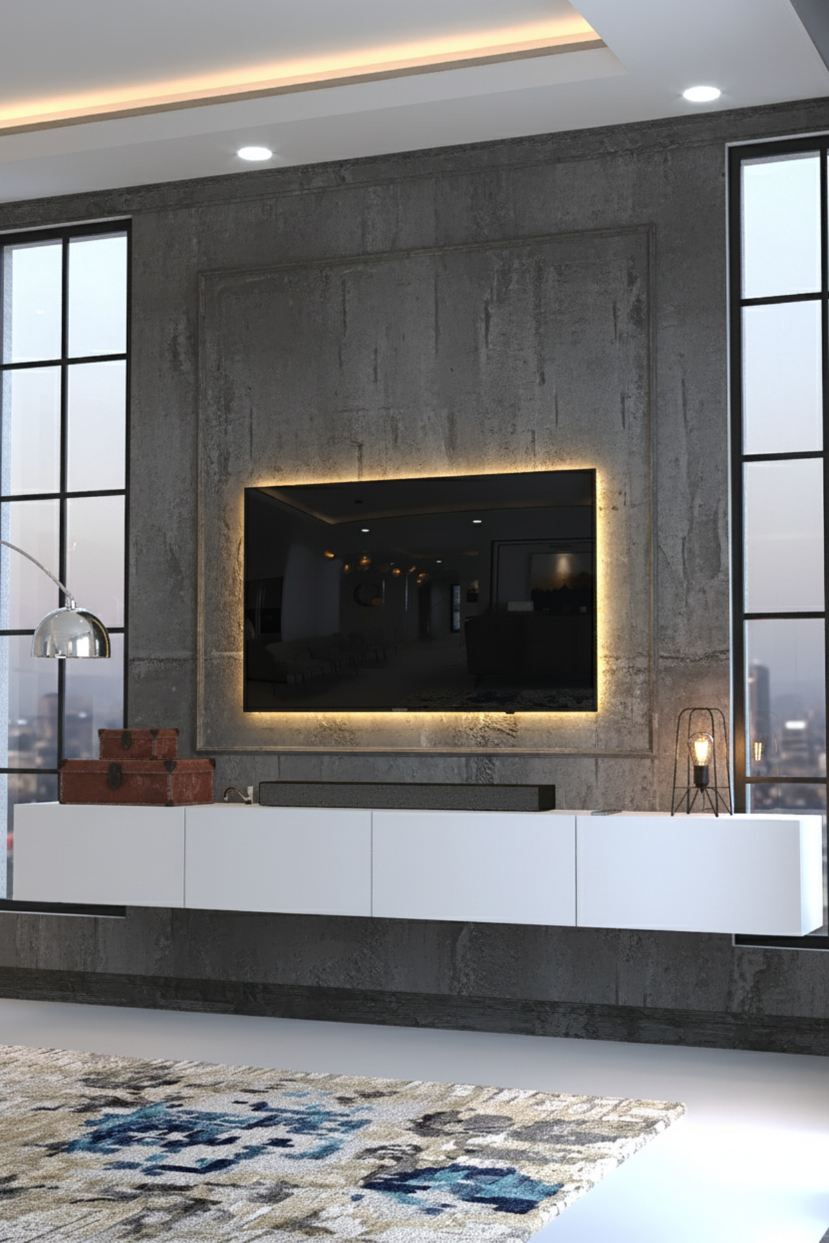 KARNAVAL 240 CM DUVARA MONTE MDF TV SEHPASI - MDF-DM1002-1 BEYAZ