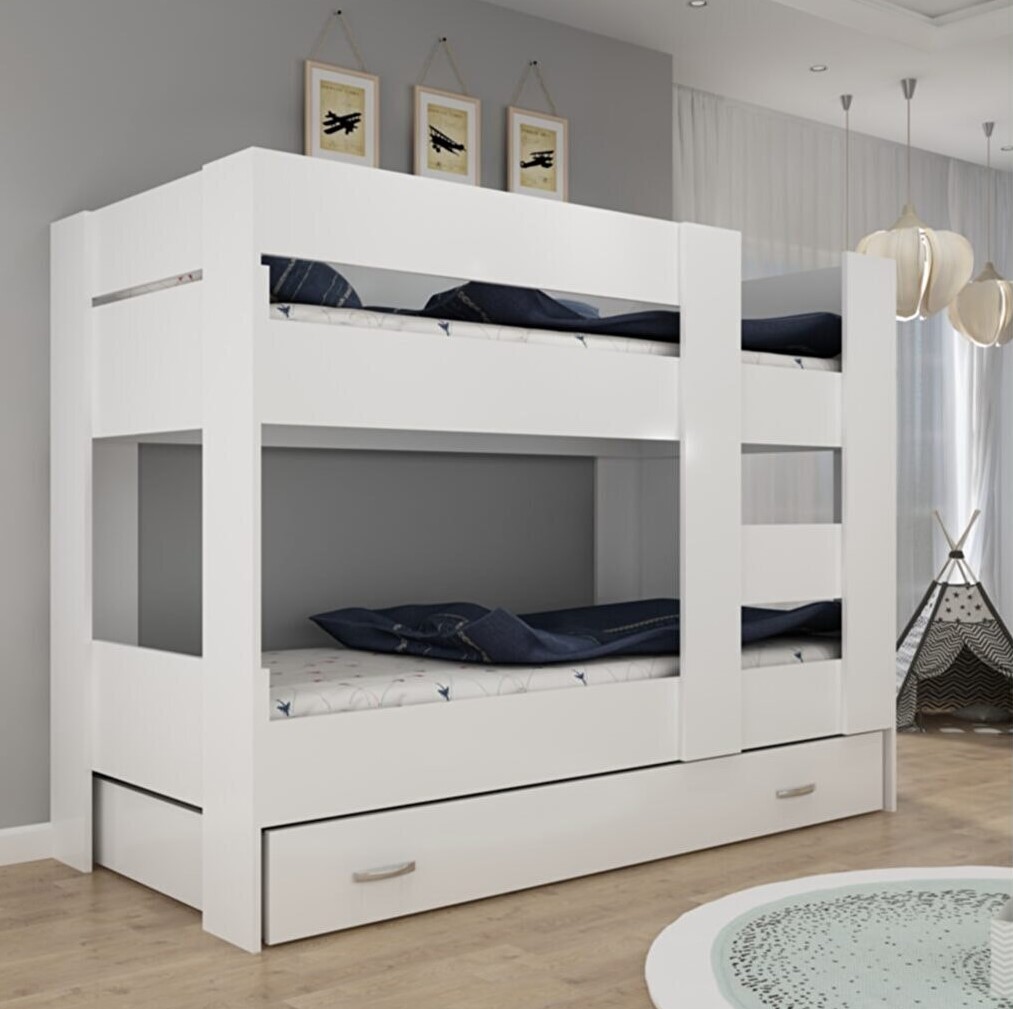 Ninnimo 90x190 Yatak Uyumlu Beyaz Mdf Genç Ranza- MR20-1