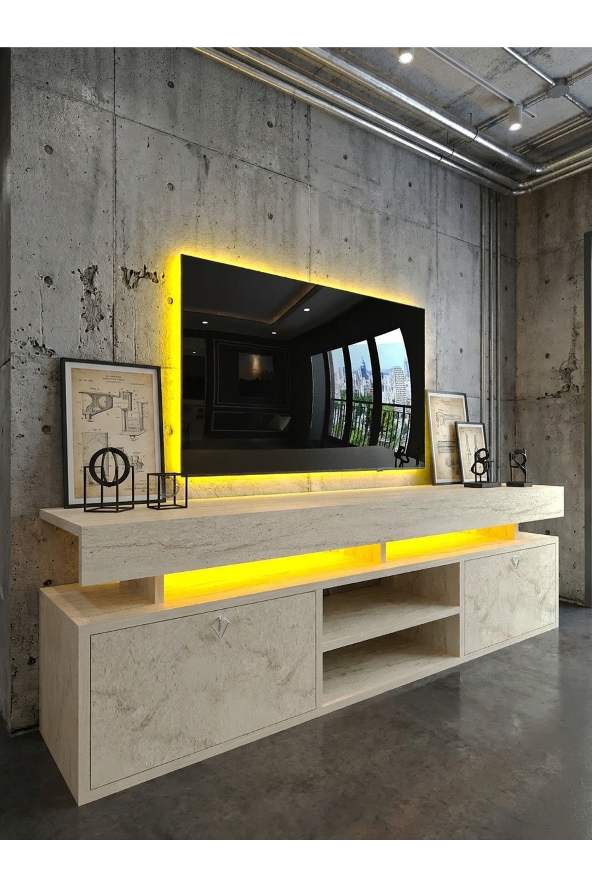 KARNAVAL LEDLİ TV ÜNİTESİ TRAVERTEN L8202-8