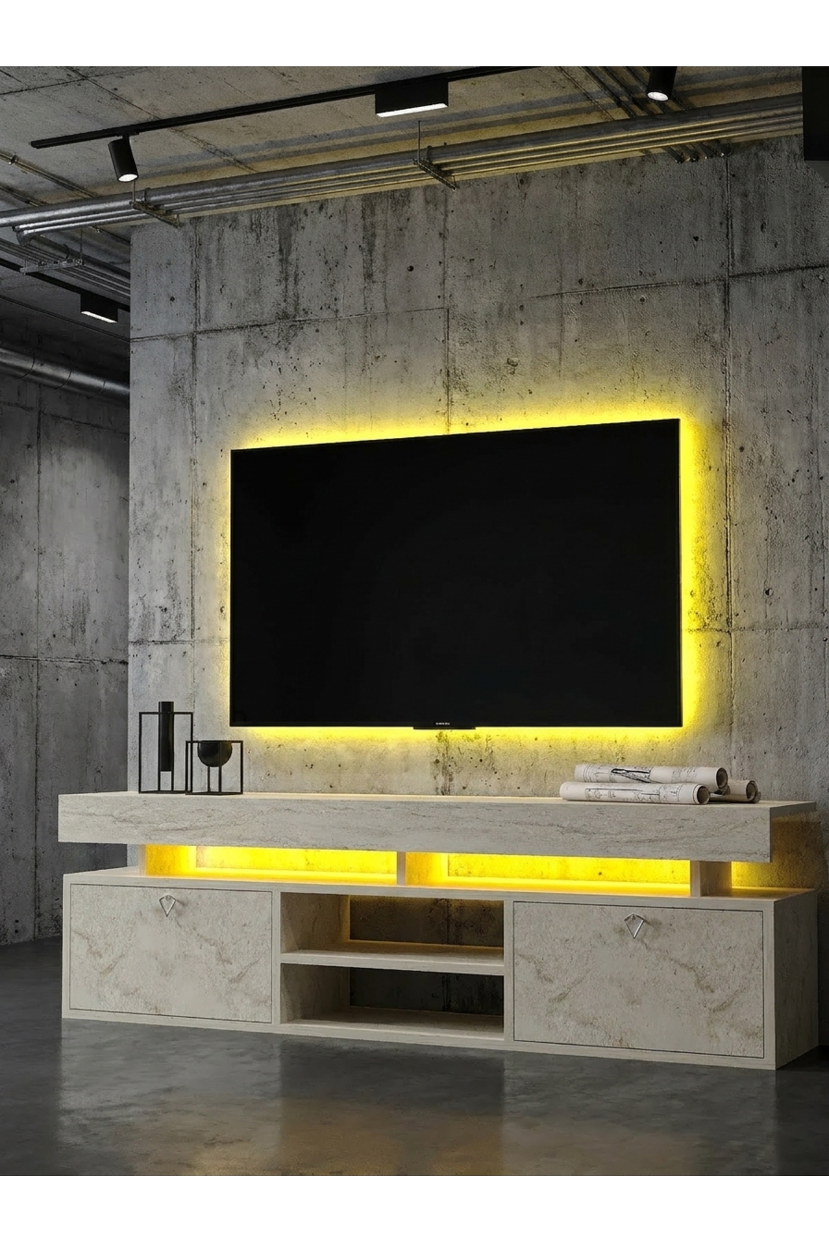 KARNAVAL LEDLİ TV ÜNİTESİ TRAVERTEN L8202-8