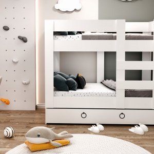 Ninnimo 100x200 Yatak Uyumlu Beyaz MDF Genç Ranza- MR20-1 100X200