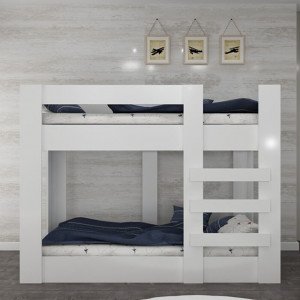 Ninnimo 90x190 Yatak Uyumlu Beyaz MDF Genç Ranza- MR47-1