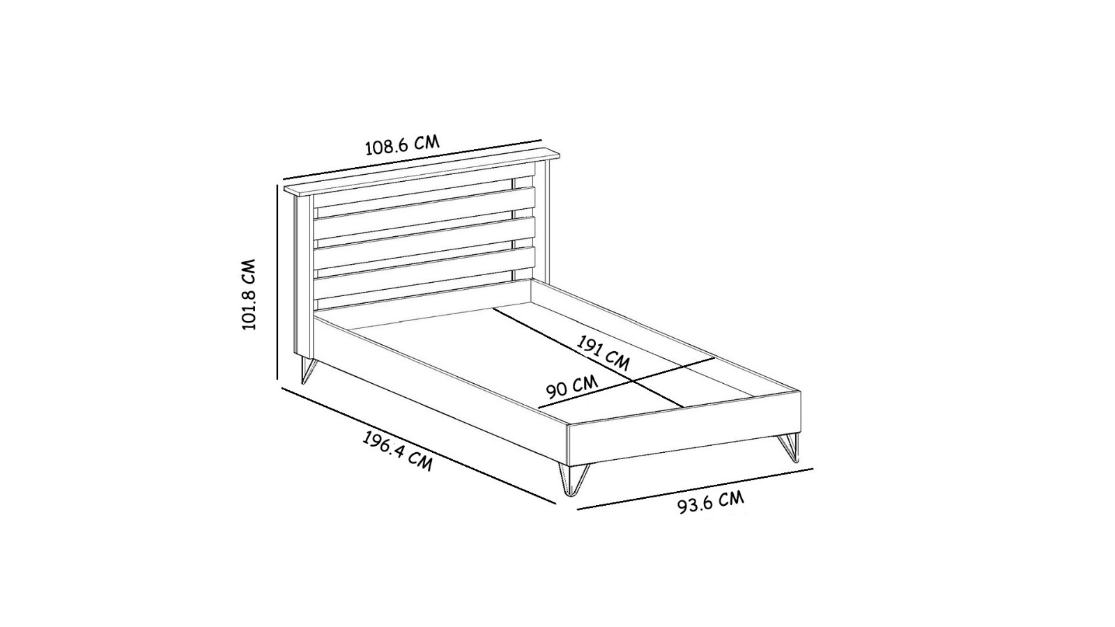 Ninnimo YENİ STİLL 90x190 Yatak Uyumlu Mdf Beyaz Tek Kişilik Karyola Gold Ayaklı