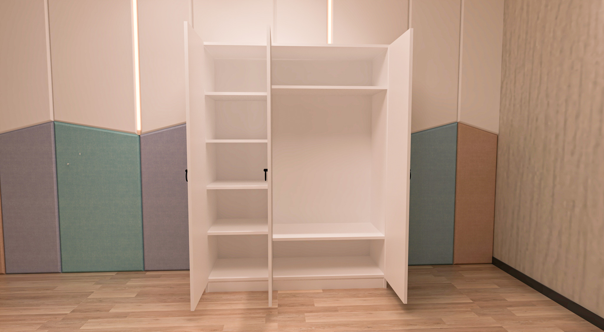 Ninnimo Beyaz MDF 3 Kapaklı Gardırop