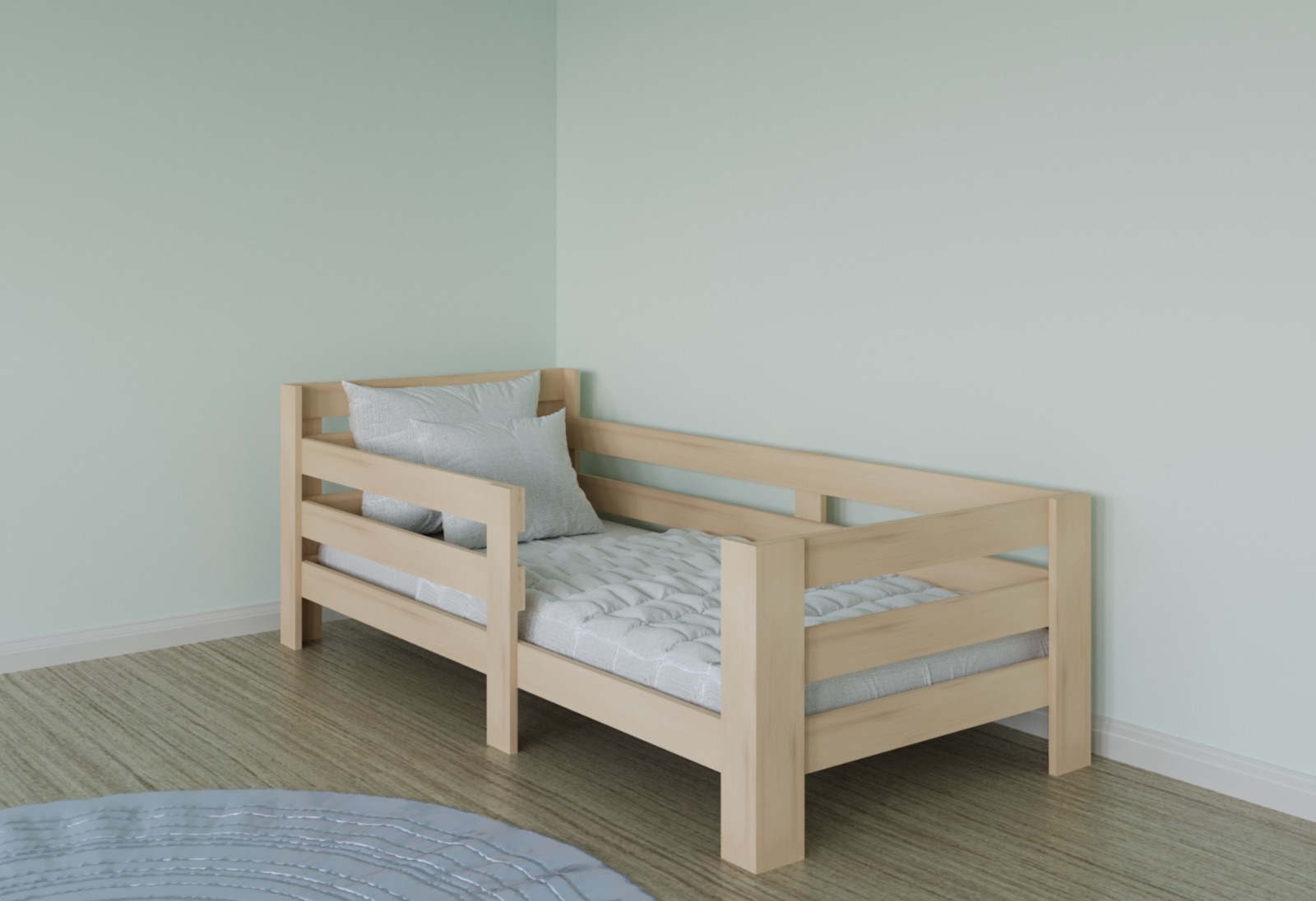 Doğal Ahşap Montessori 70x130 Yatak Uyumlu Çocuk Karyolası C1