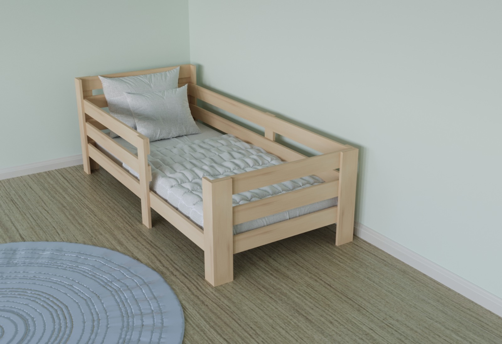 Doğal Ahşap Montessori 70x130 Yatak Uyumlu Çocuk Karyolası C1