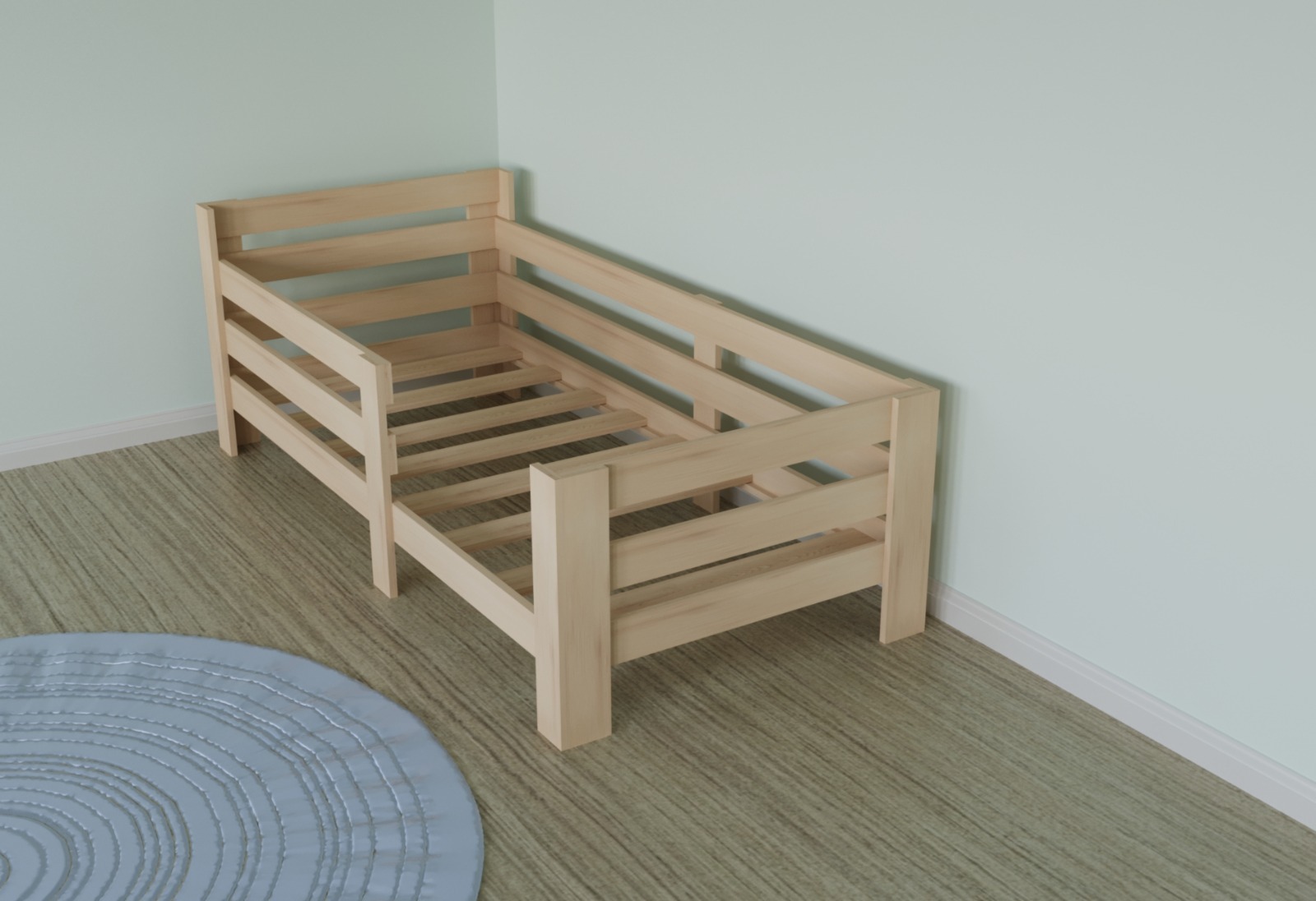 Doğal Ahşap Montessori 70x130 Yatak Uyumlu Çocuk Karyolası C1