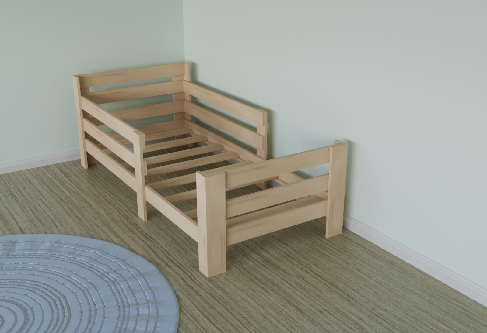 Doğal Ahşap Montessori 70x130 Yatak Uyumlu Çocuk Karyolası C2