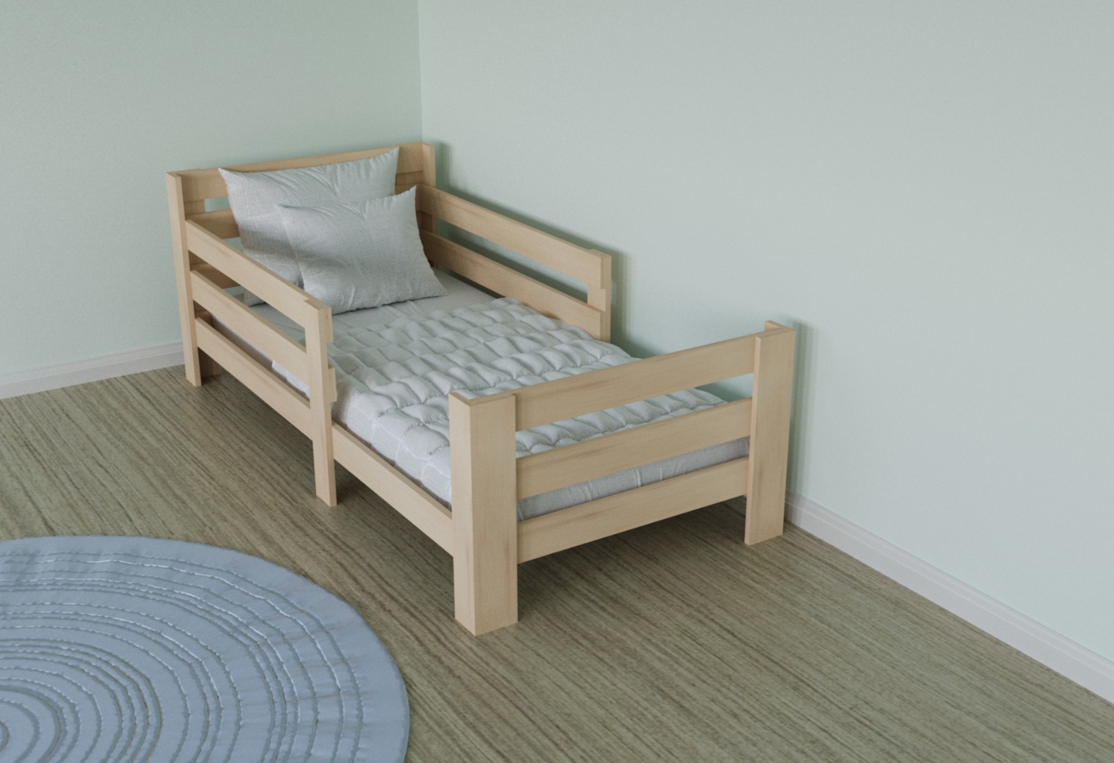 Doğal Ahşap Montessori 70x130 Yatak Uyumlu Çocuk Karyolası C2