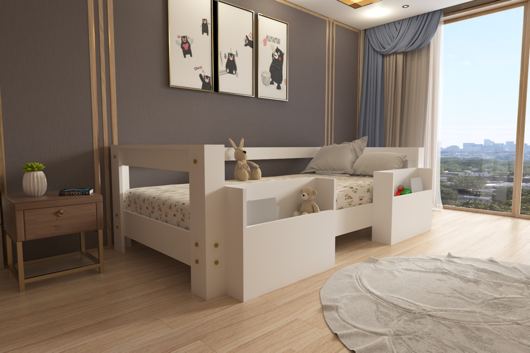 Ninnimo 90x190 Yatak Uyumlu Beyaz MDF Montessori Cepli Karyola- MM1-1