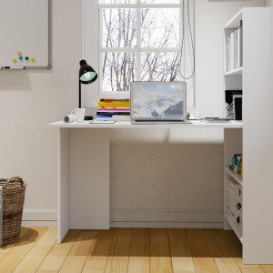 Kitaplıklı Çalışma Masası Beyaz Mdf